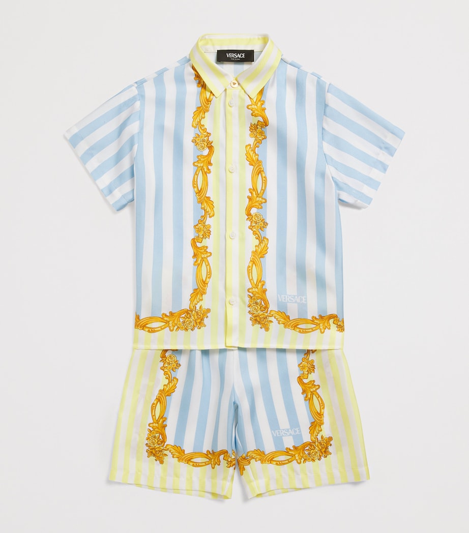 Silk Barocco Pinstripe Shirt (1-5 Years) 5UF40-95BLUE+YELLOW Image 3