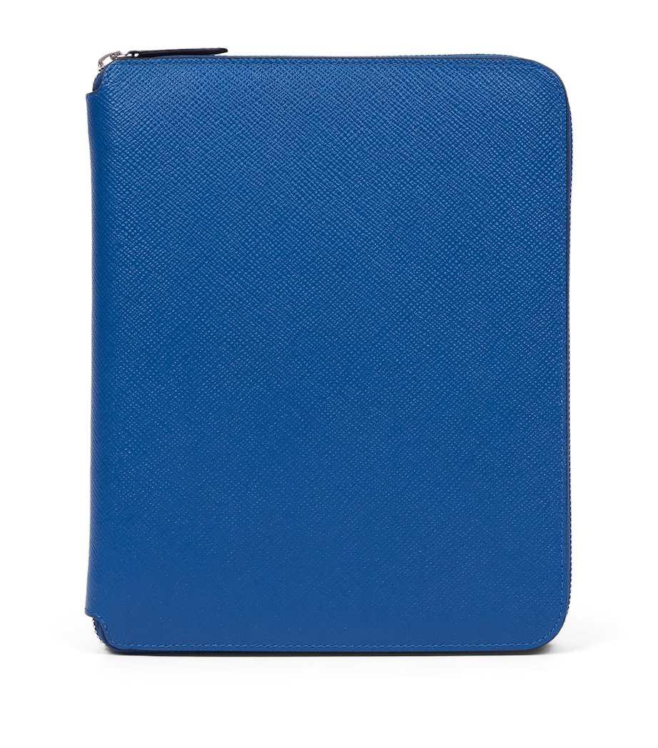 Smythson Calfskin Panama A5 Folder and Notebook Set Cerulean Image 1