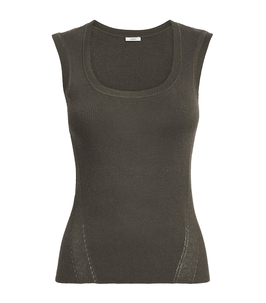 Joseph Womens Knit Scoop-Neck AlaouTop Palm Leaf Image 1