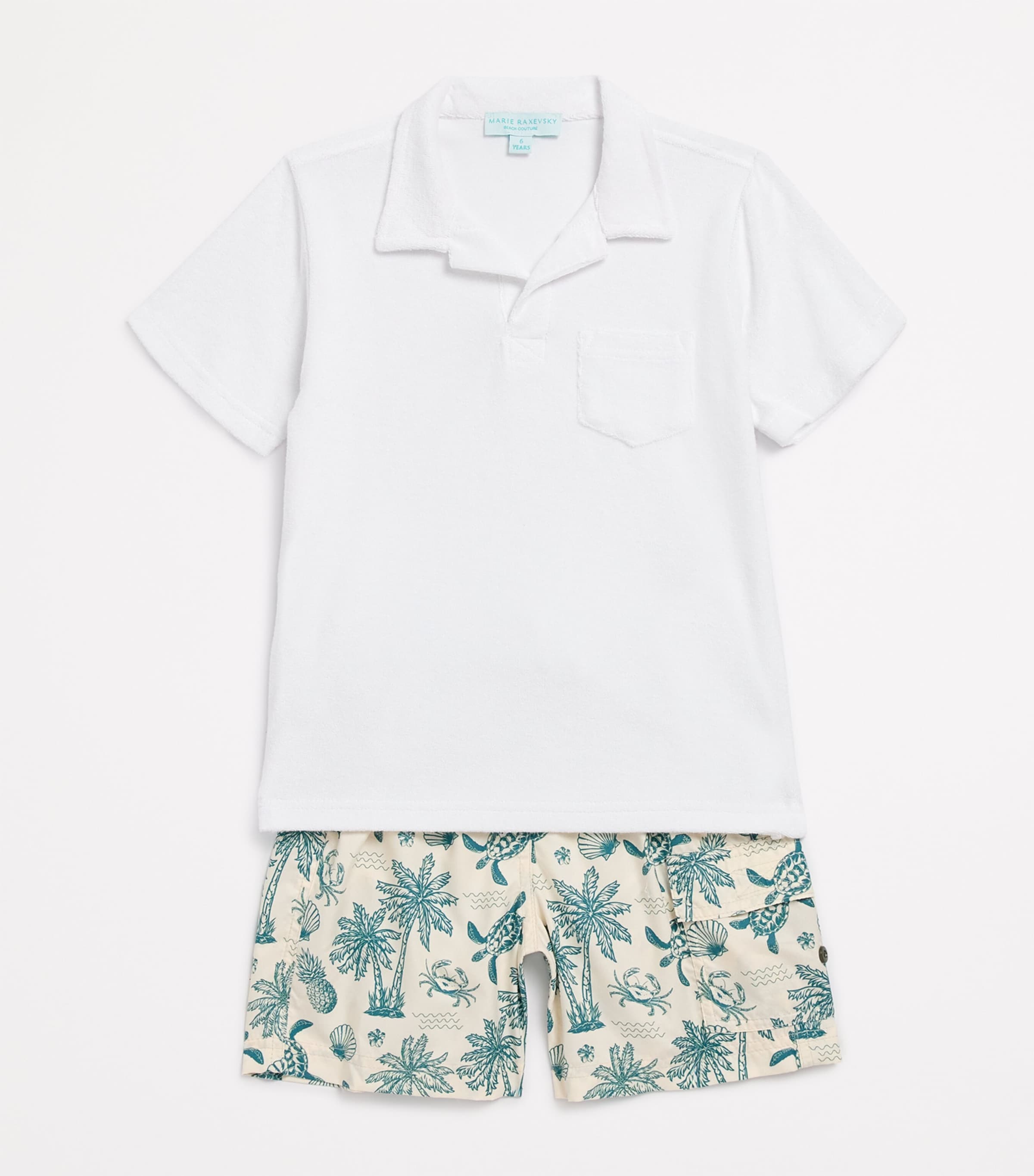 MARIE RAXEVSKY Terry Polo Shirt (2-12 Years) White Image 3