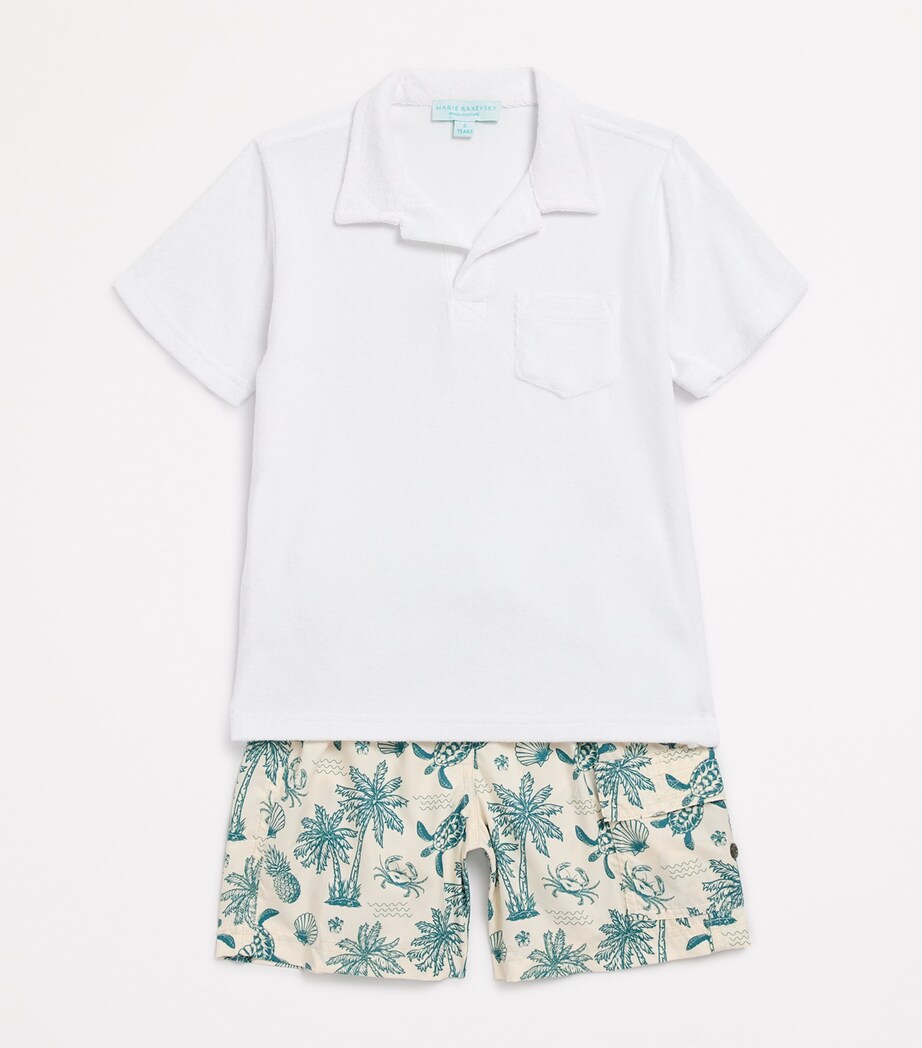 MARIE RAXEVSKY Terry Polo Shirt (2-12 Years) White Image 3