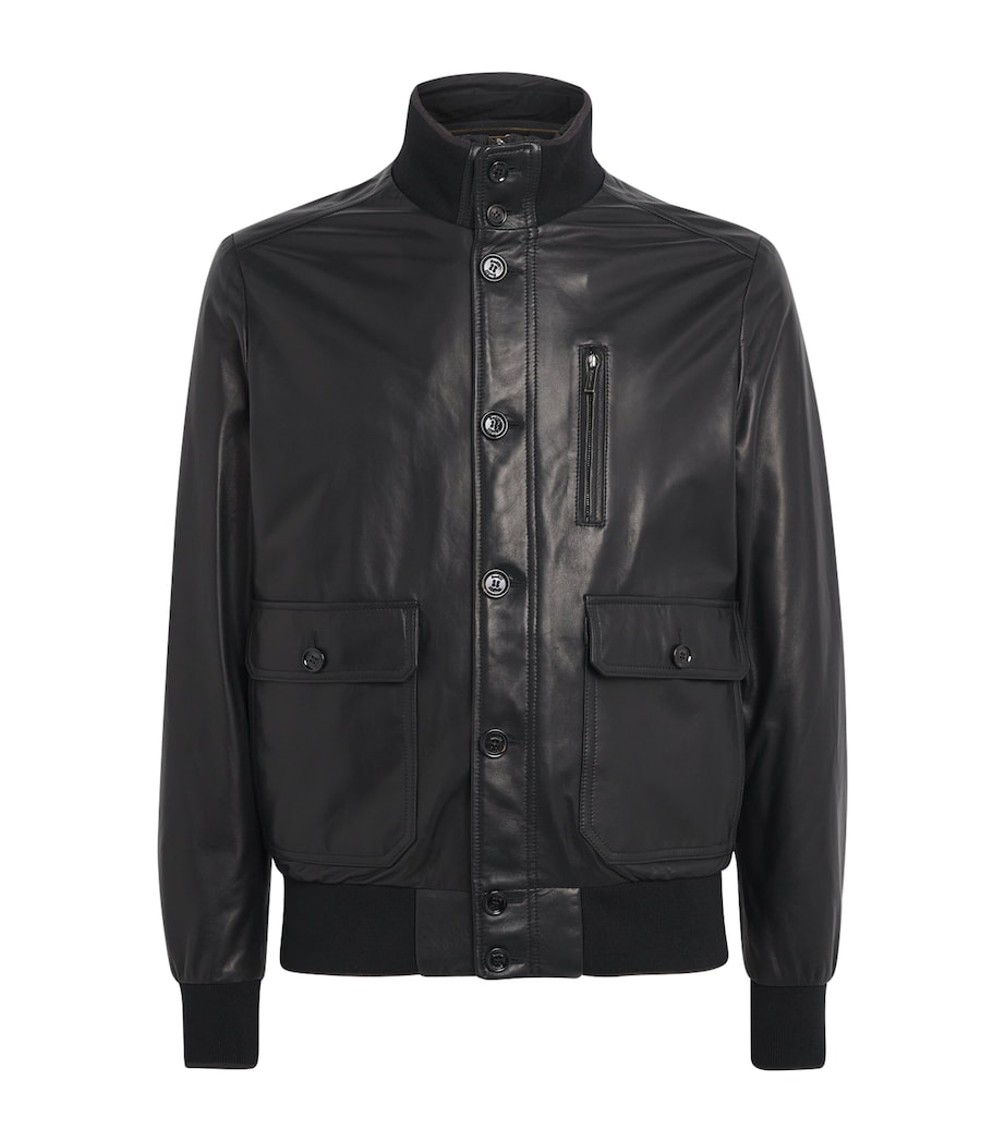 Leather Bomber Jacket U0001 NERO Image 1