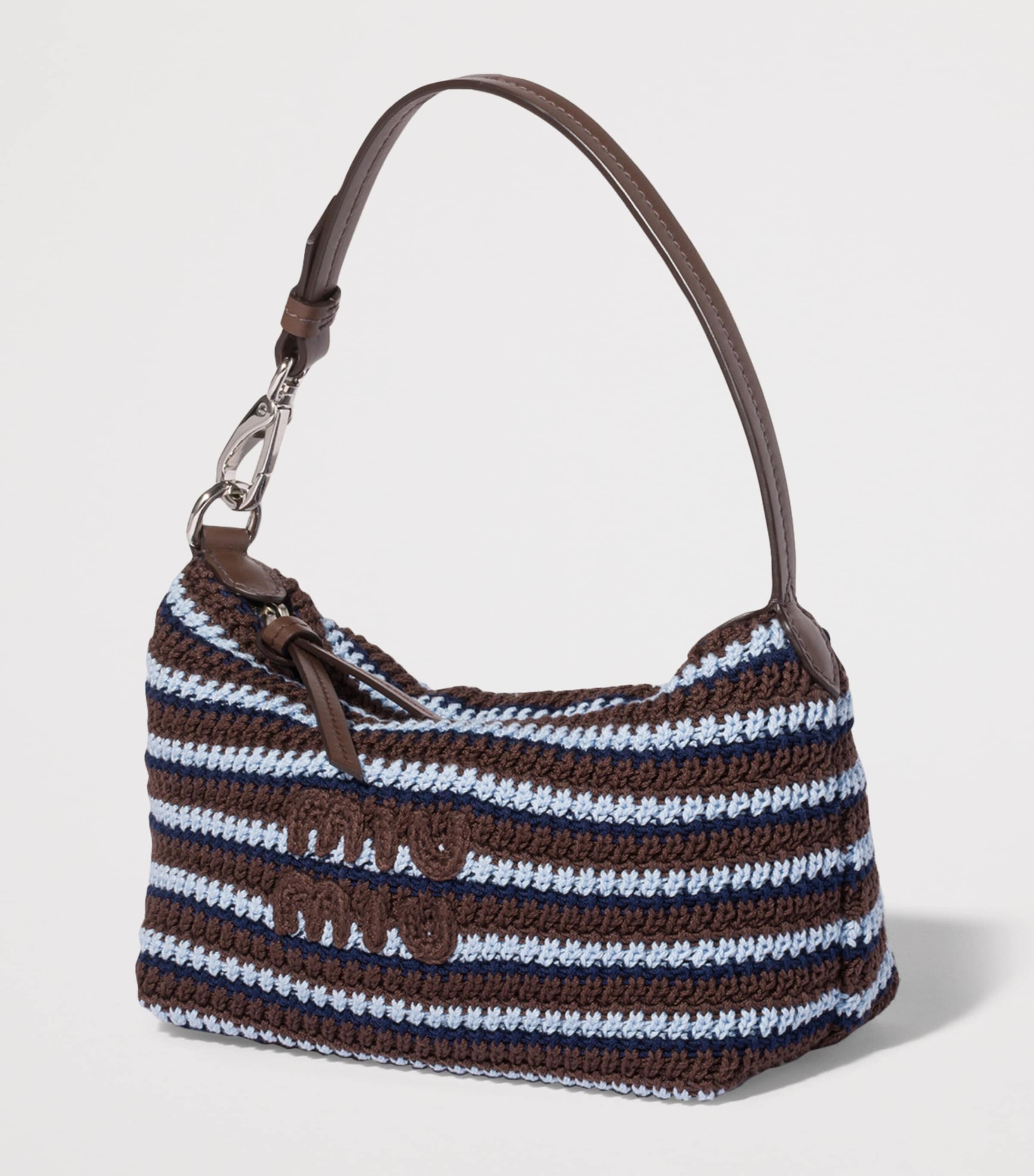 Miu Miu Crochet Stripe Shoulder Bag Brown Image 2