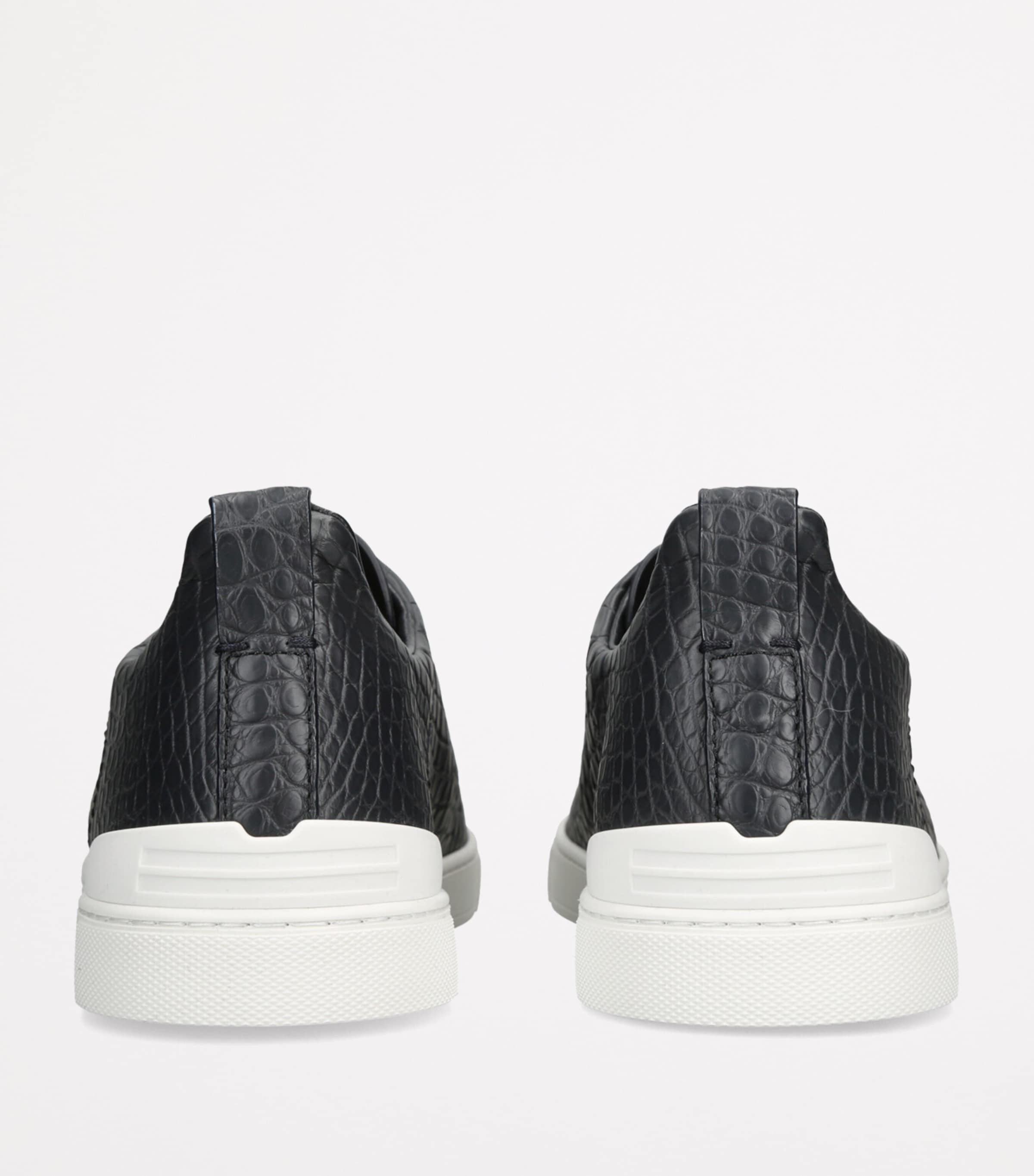 Crocodile Leather Triple Stitch SECONDSKIN Sneakers NAVY Image 2