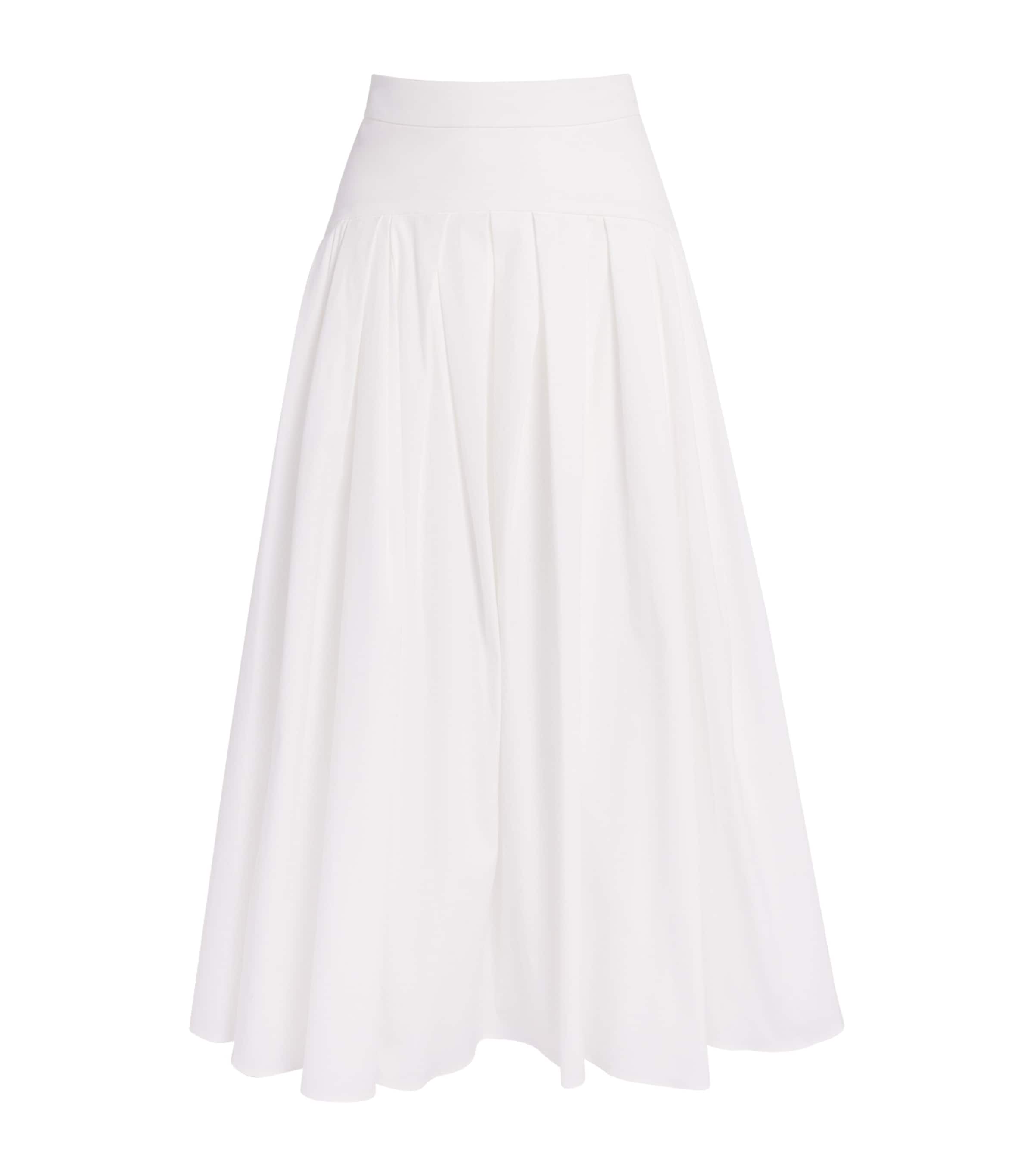 Carolina Herrera Drop-waist Midi Skirt In White