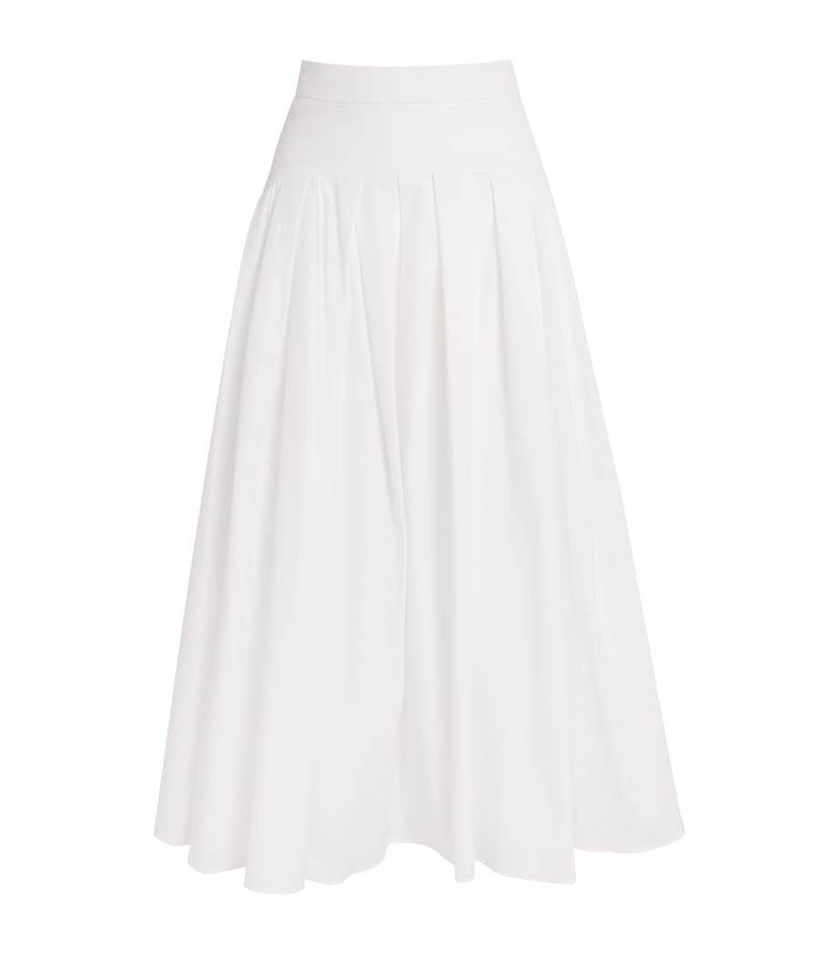 Carolina Herrera Womens Drop-Waist Midi Skirt White Image 1