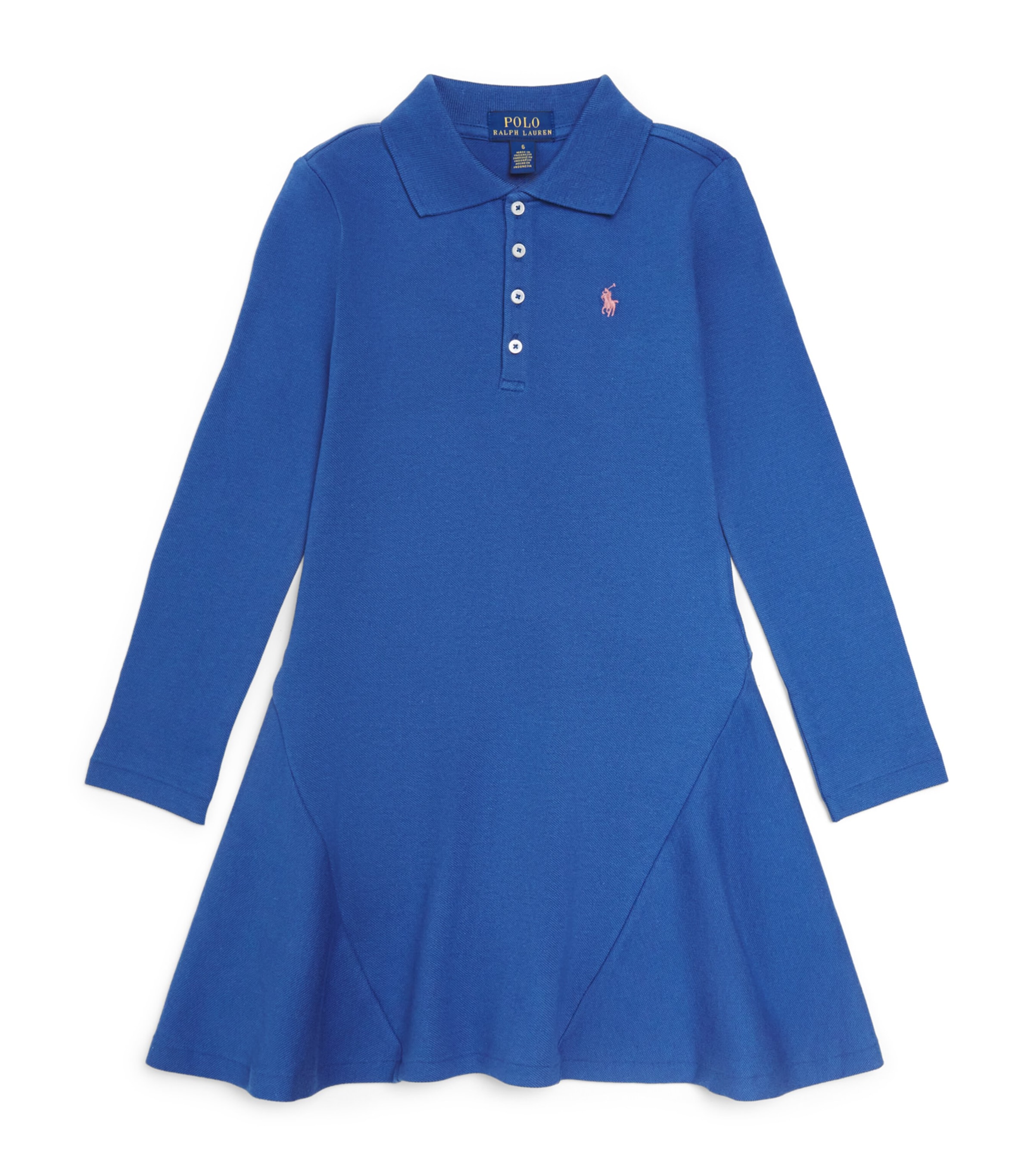 Ralph Lauren Kids Cotton Mesh Polo Dress (2-7 Years) Dusty Azure Image 1