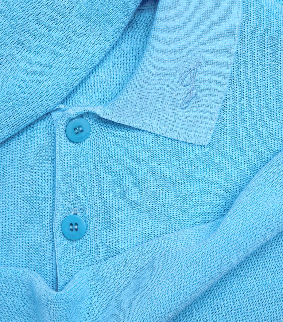 Cotton-Blend Tricot Polo Shirt 330-BLUE Image 5