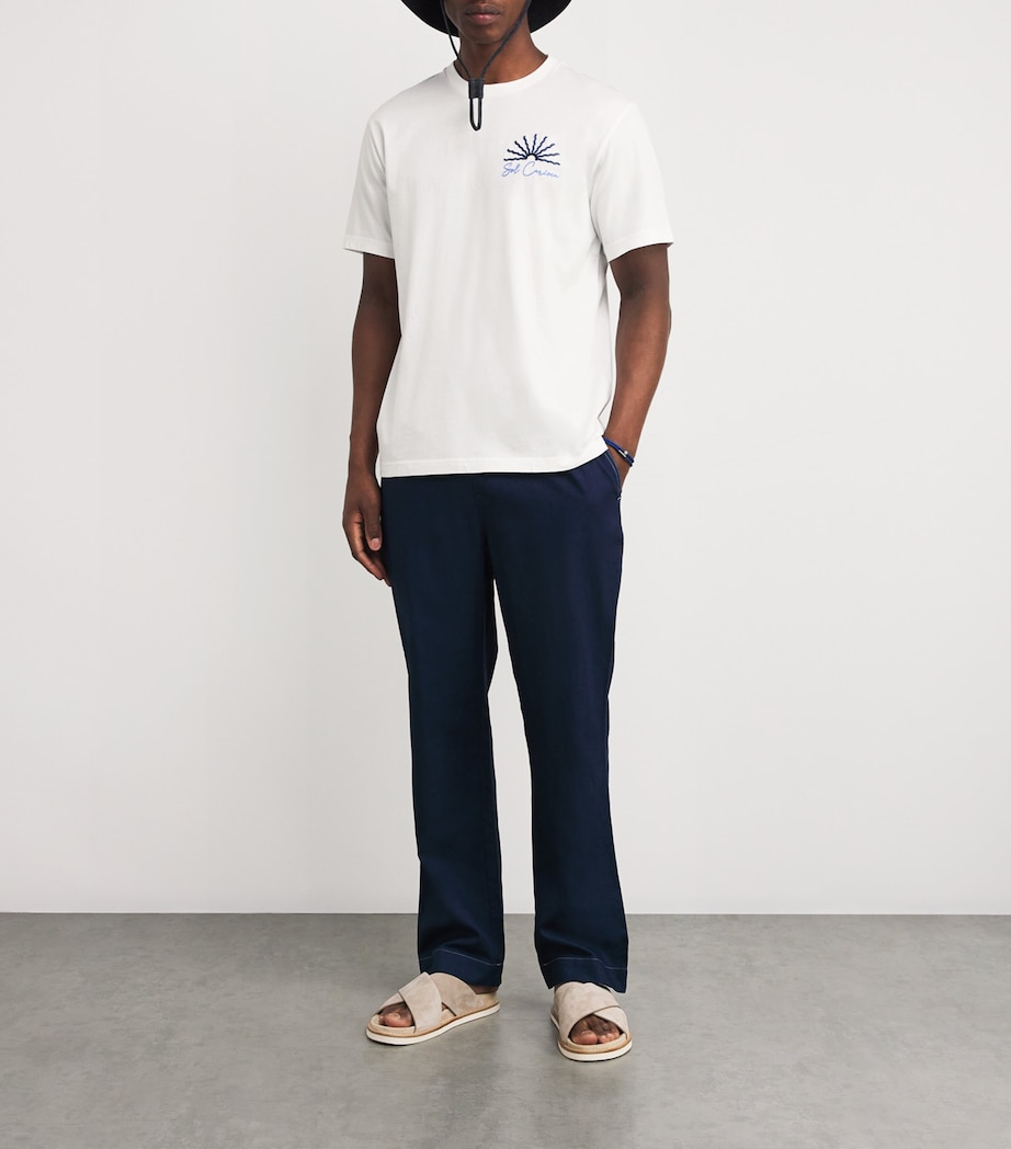 Frescobol Carioca Mens Organic Cotton Embroidered Dinis T-Shirt White Image 2