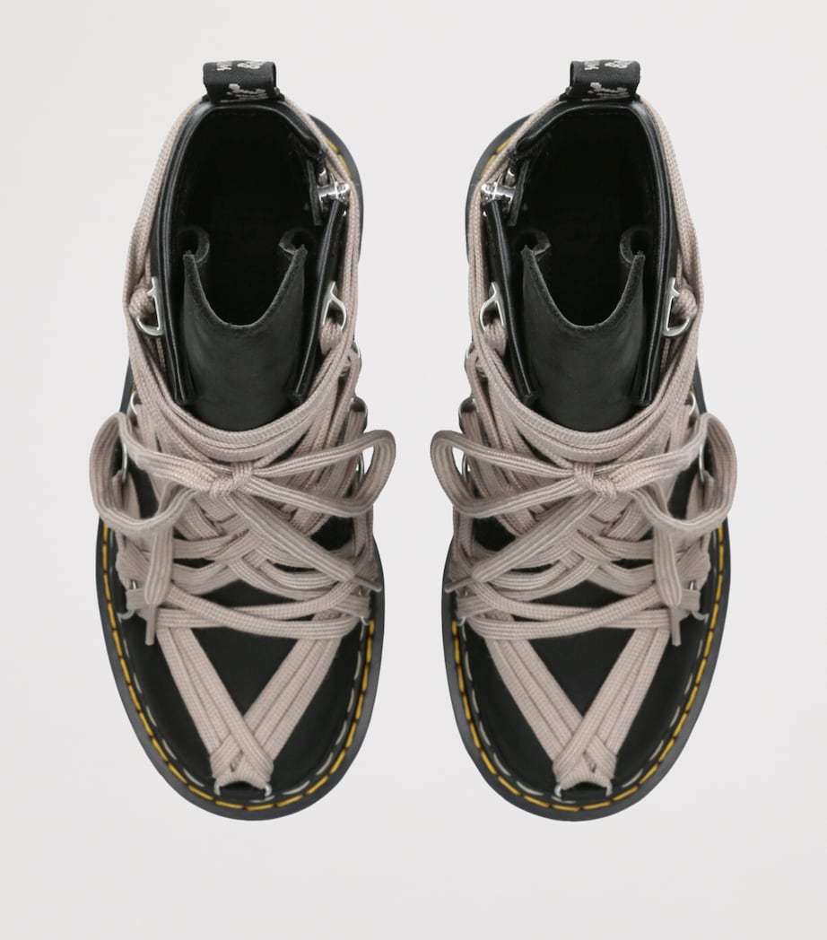 x Dr. Martens Leather 1460 Quad Sole Megalace Ankle Boots BLACK/COMB Image 4