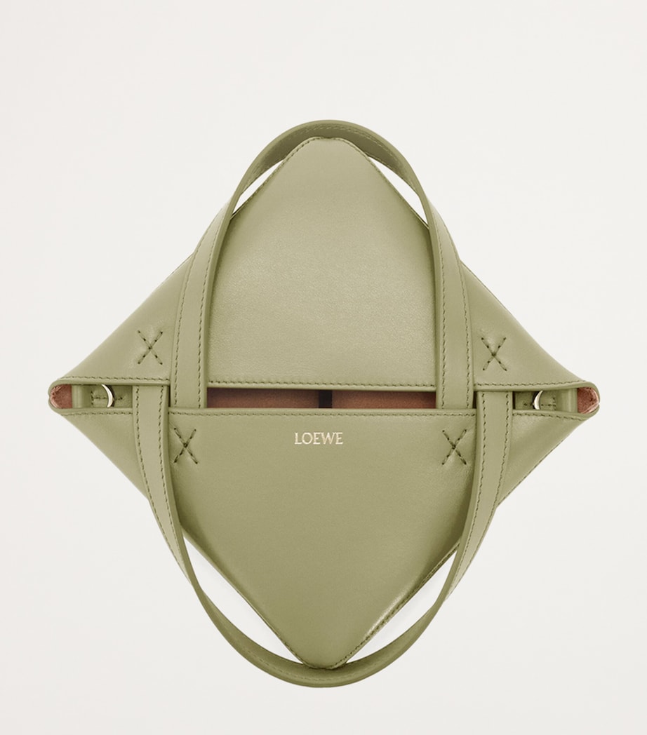 Mini Leather Puzzle Fold Tote Bag EUCALYPTUS GREEN Image 5