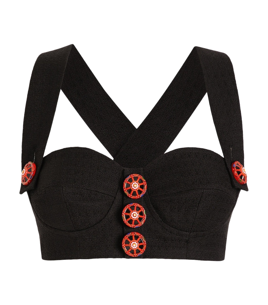 Dolce&Gabbana Womens Appliqué Bustier Top Black Image 1