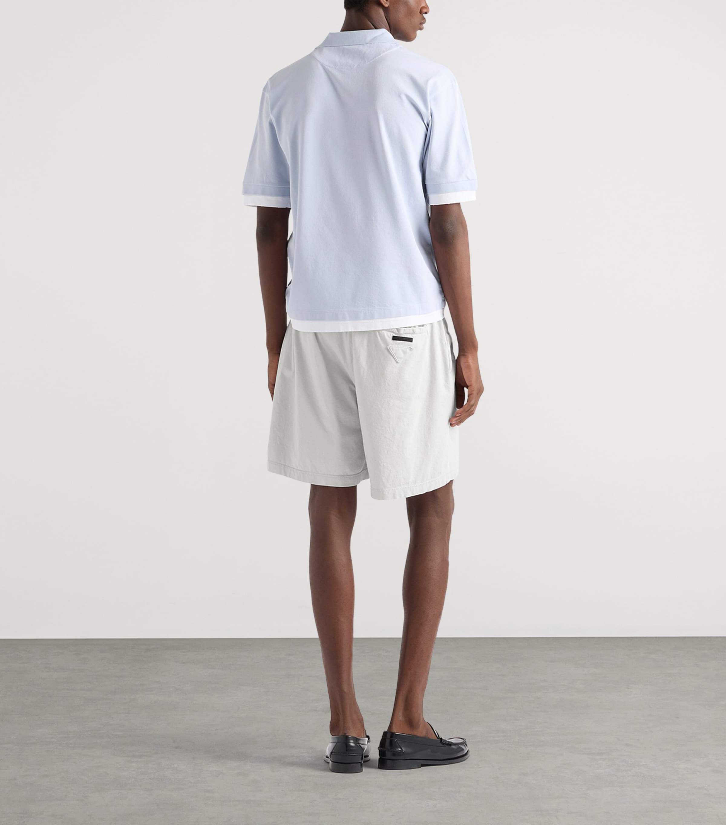 Prada Mens Cotton Layered Polo Shirt Light Blue Image 4