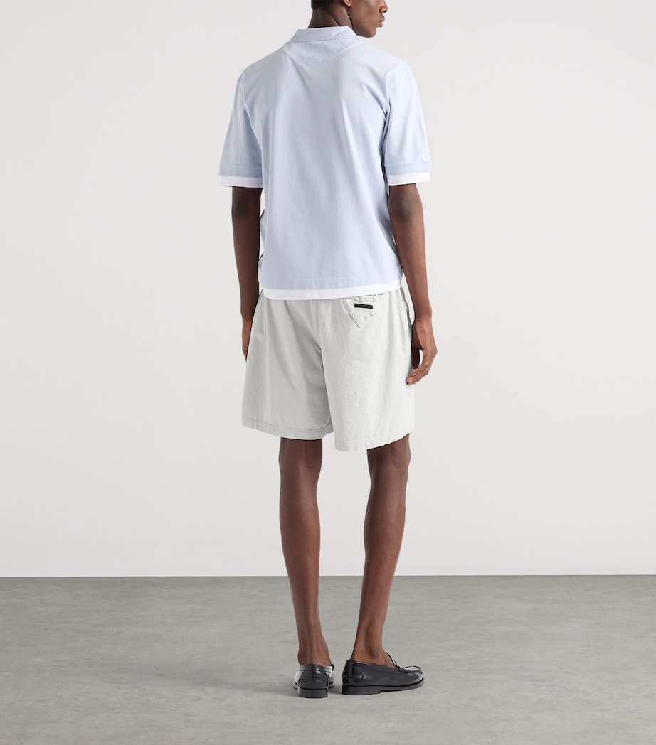 Prada Mens Cotton Layered Polo Shirt Light Blue Image 4