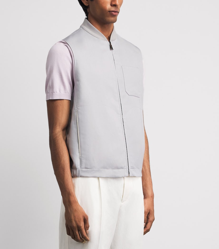 Canali Mens Linen-Silk Reversible Gilet Image 4