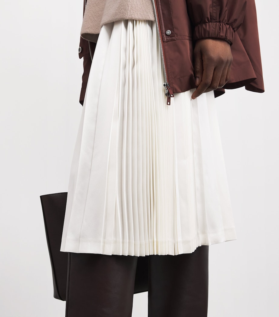 Laura Pitharas Womens Silk Pleated Midi Skirt Ivory Excl Image 3