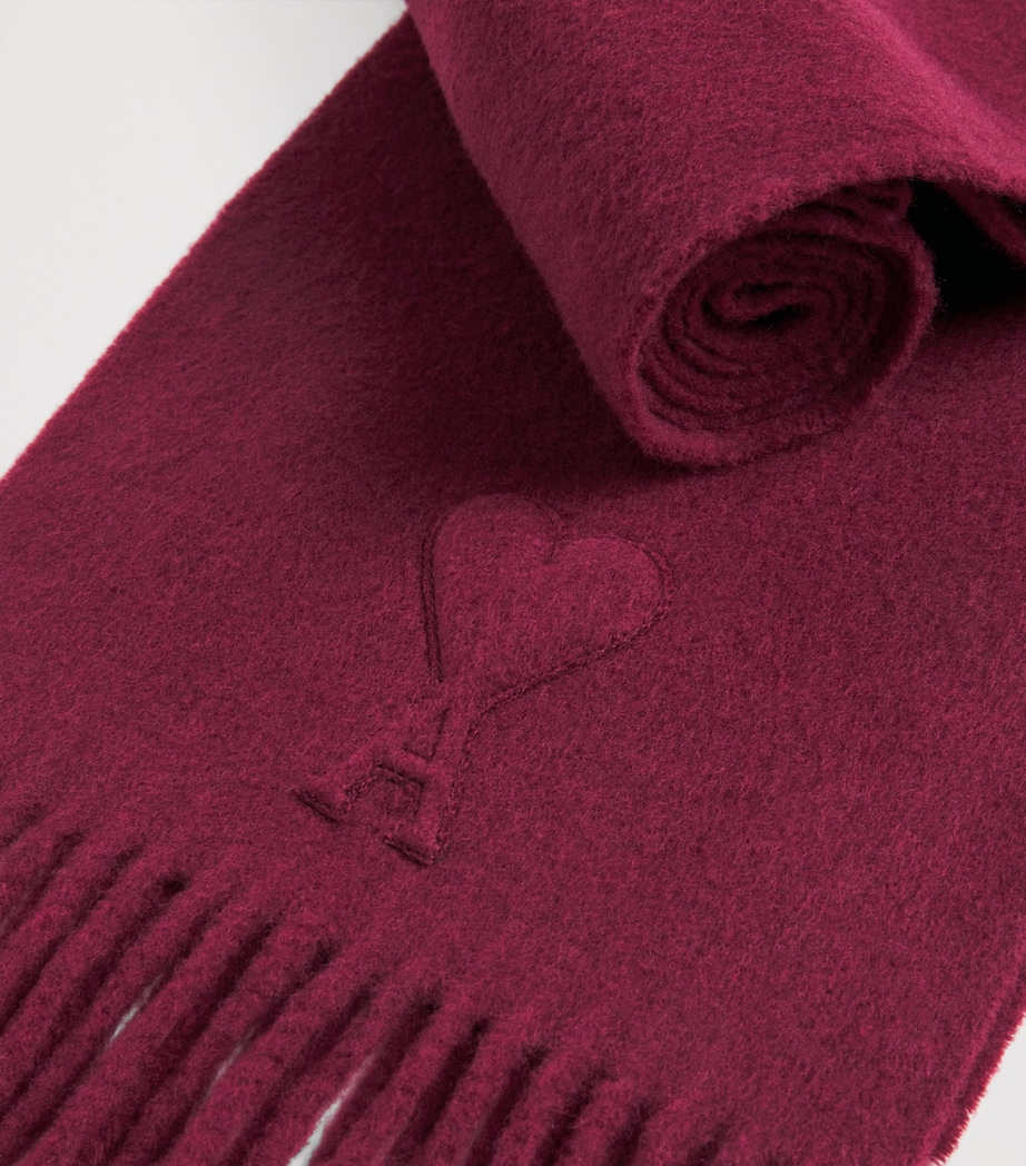 Wool Fringe Scarf 692 - CERISE Image 4