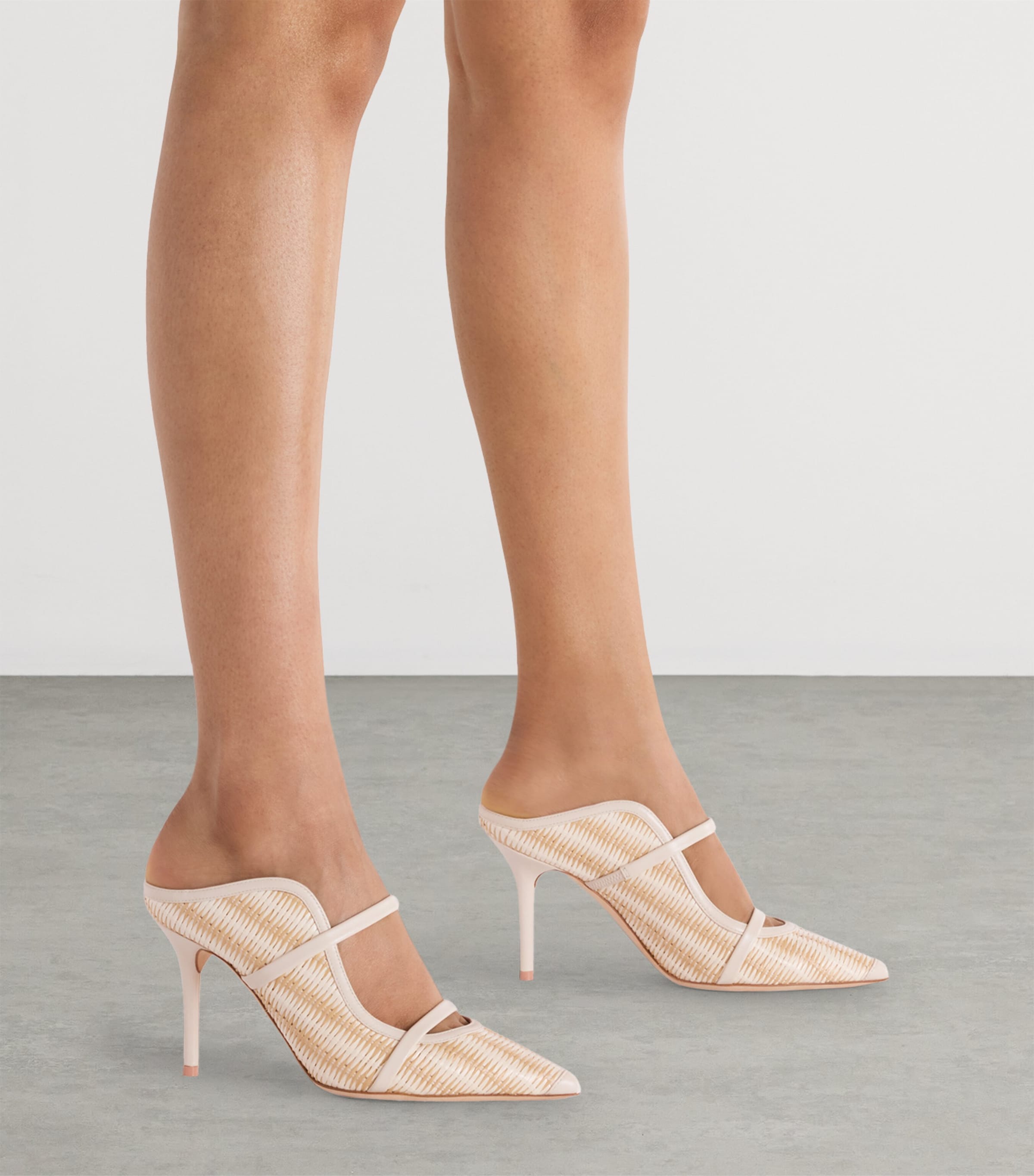 Malone Souliers Raffia Maureen Heeled Mules 85 Cream Image 2