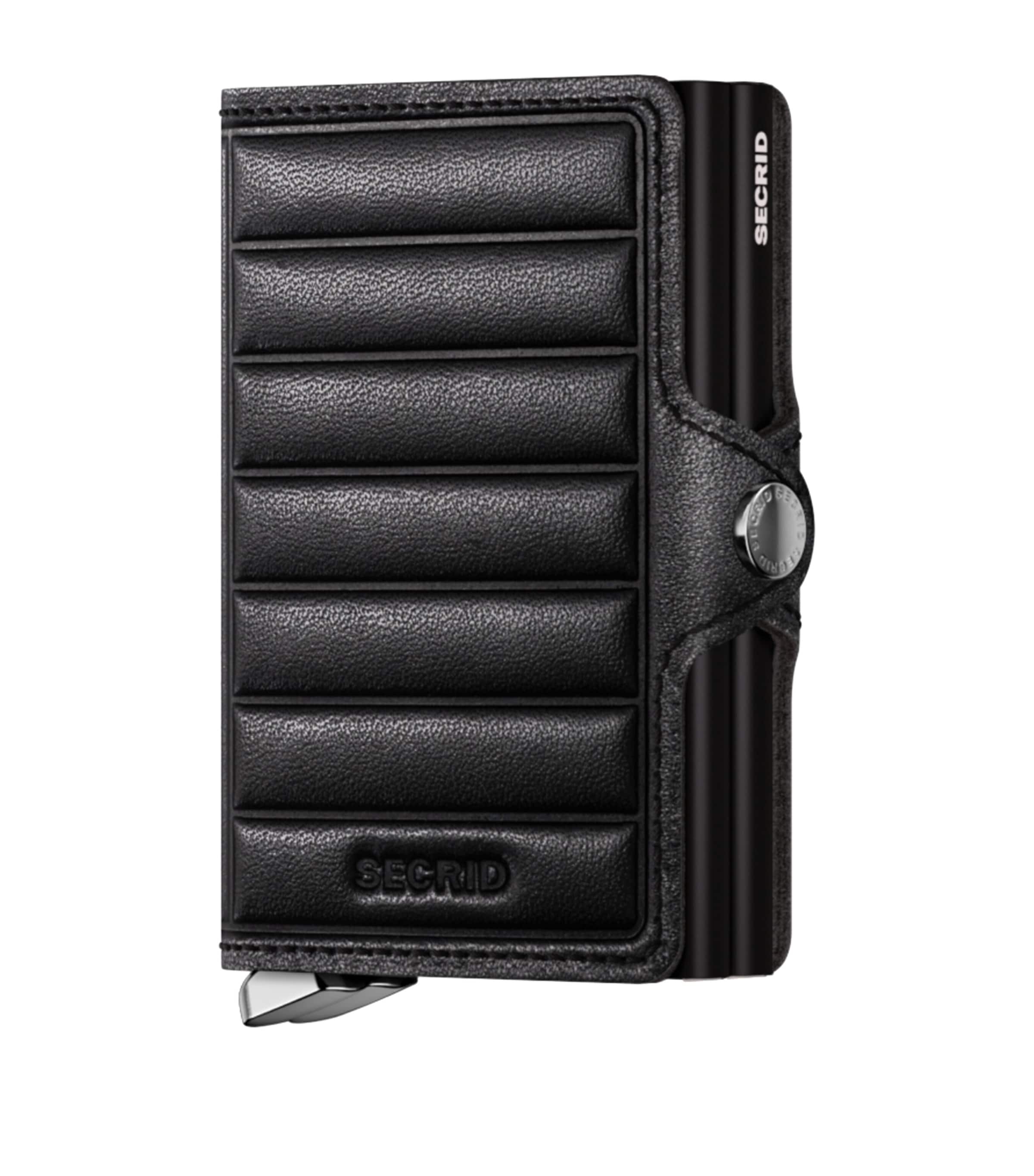 Leather Embossed Lines Twinwallet BLACK Image 1