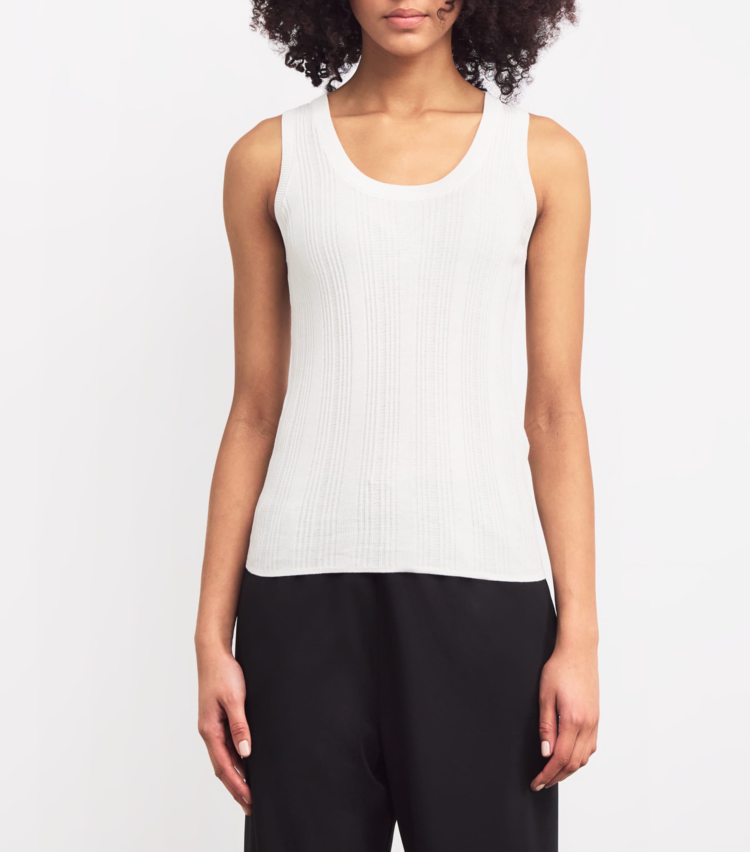 Ribbed Tank Top WHITE Image 3