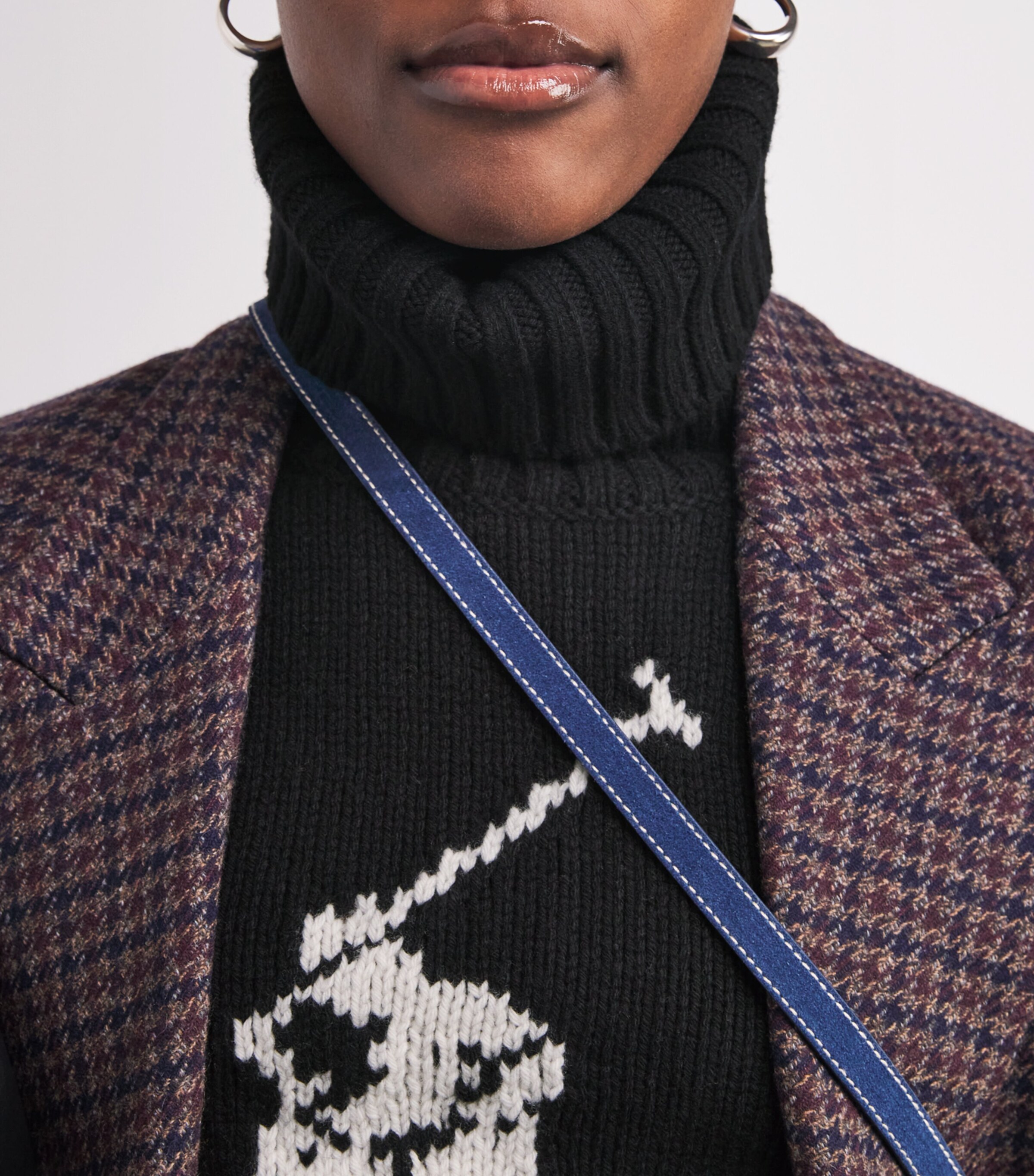 Polo Ralph Lauren Womens Wool Big Pony Rollneck Sweater Plo Blk/athntc Crm Image 7