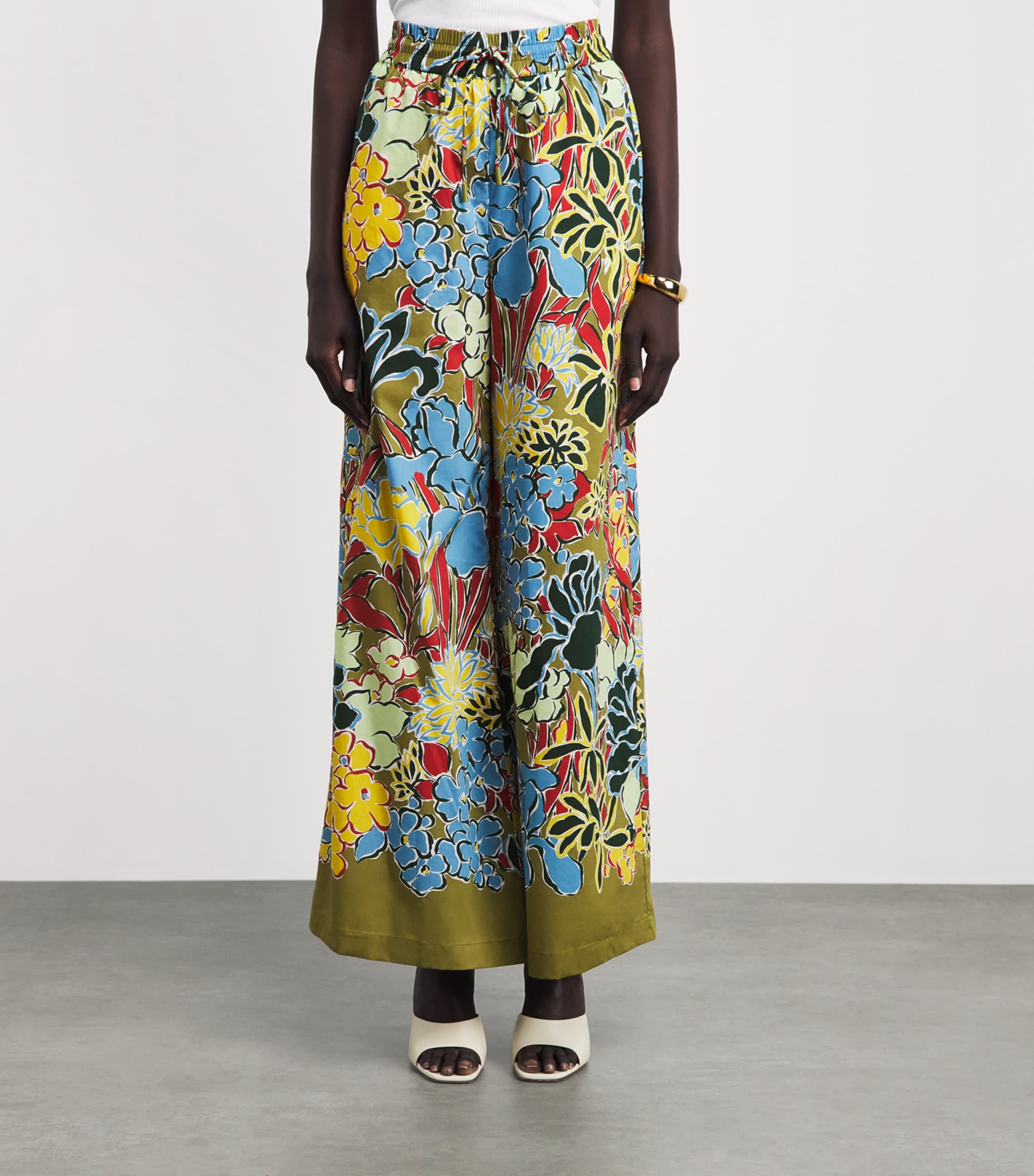 ALEMAIS Womens Floral Solstice Wide-Leg Trousers Image 4