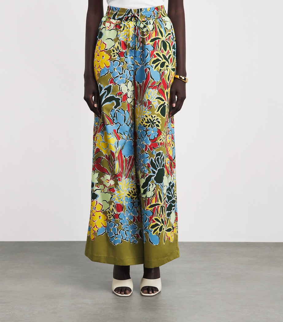 ALEMAIS Womens Floral Solstice Wide-Leg Trousers Image 4