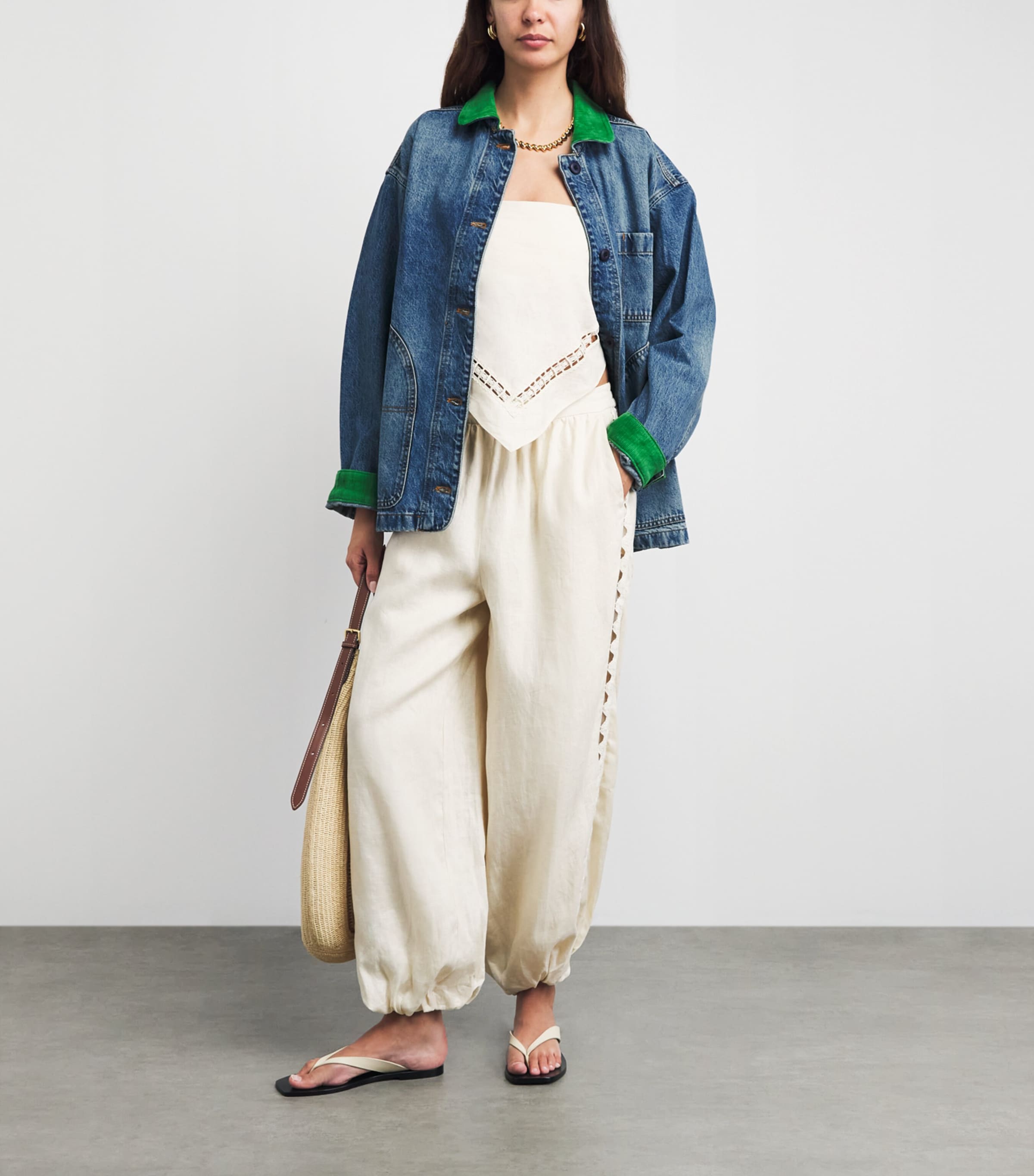 DÔEN Womens Pascual Barn Denim Jacket Clgry Wsh Kly Grn Cl Image 2