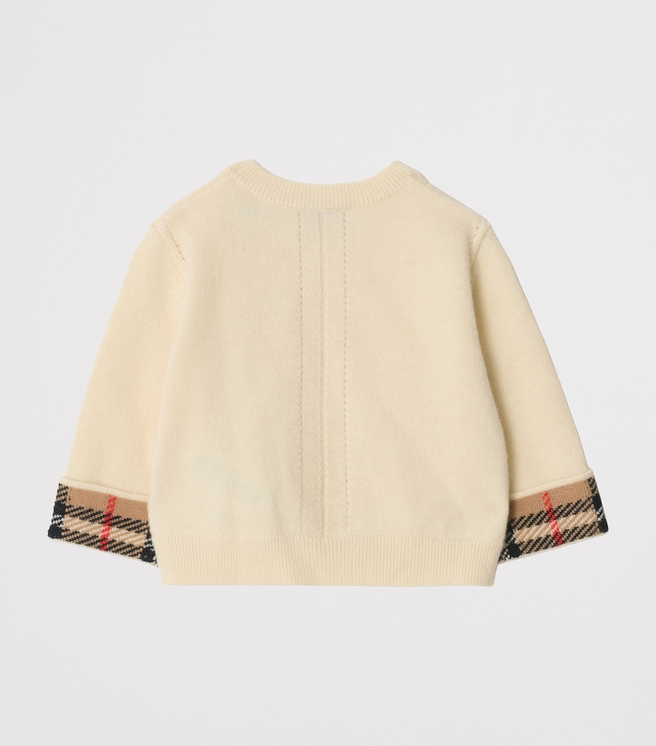 Cashmere Check-Trim Cardigan and Trousers Set (1-18 Months) IVORY Image 2