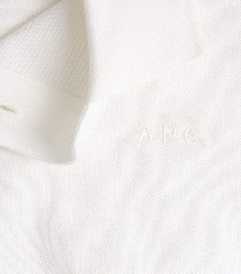 A.P.C. Mens Cotton Logo Polo Shirt Aab White Image 6