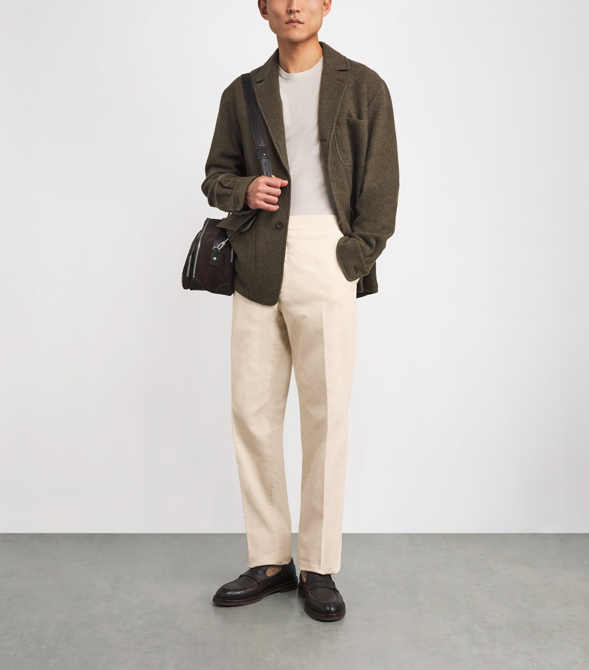 Ralph Lauren Purple Label Mens Corduroy Gregory Tailored Trousers New Classic Cream Image 2