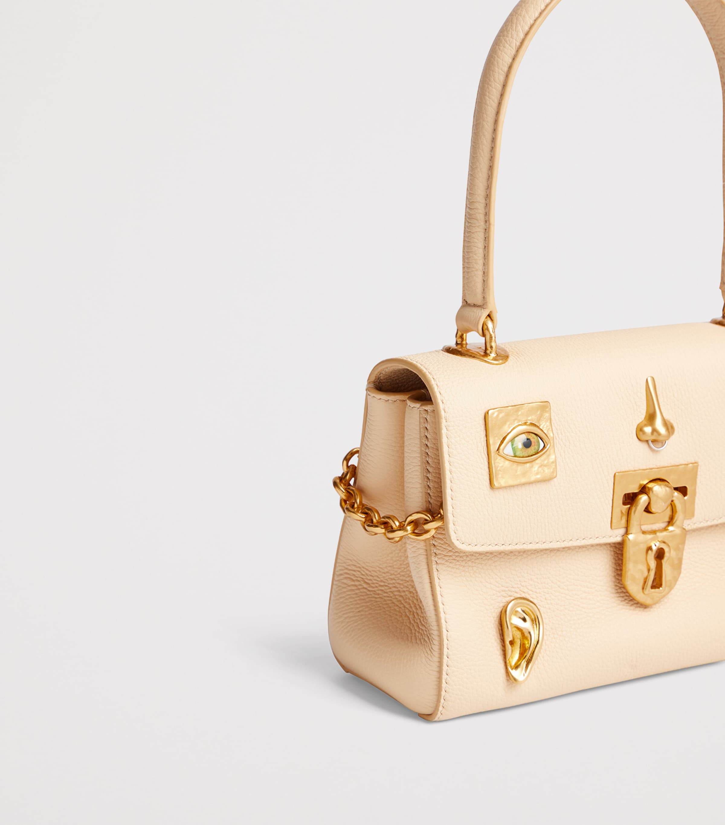 Schiaparelli Mini Leather Secret Bijoux Top-Handle Bag Oat Image 5