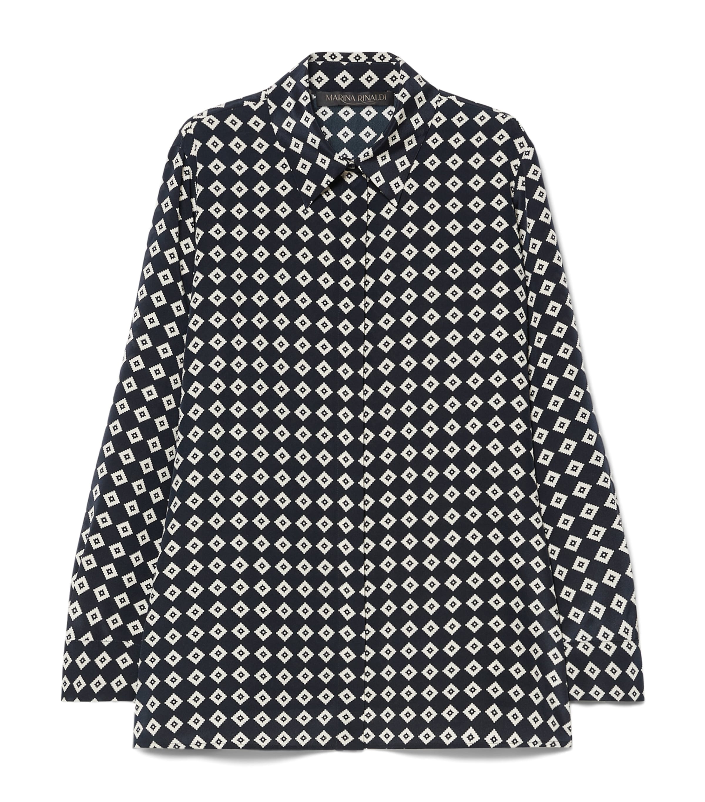 Marina Rinaldi Womens Silk Printed Shirt Midnightblue Image 1