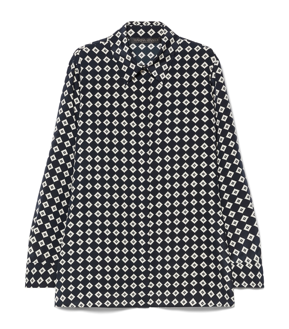 Marina Rinaldi Womens Silk Printed Shirt Midnightblue Image 1