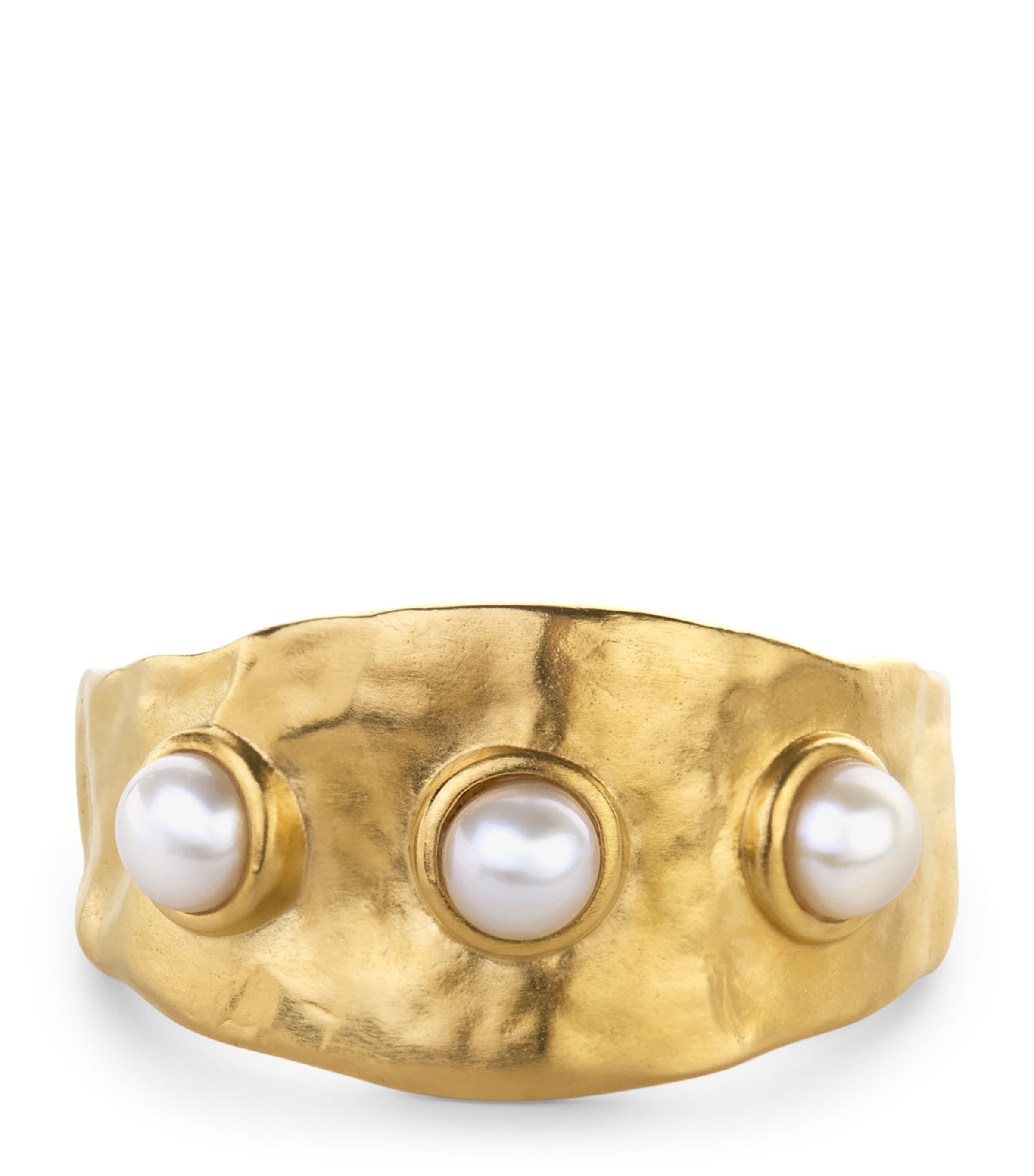Monica Vinader Gold Vermeil Triple Pearl Ring In Gold
