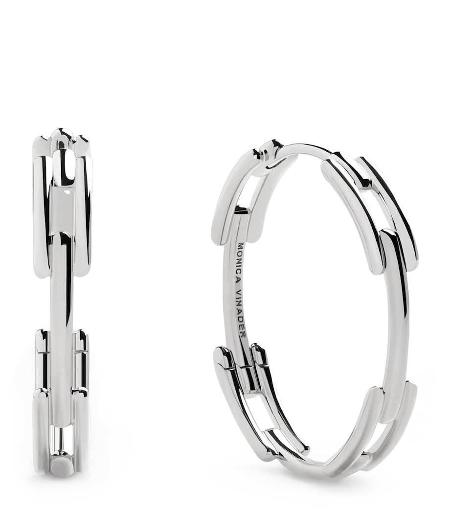 Sterling Silver Signature Link Hoop Earrings STERLING SILVER Image 1
