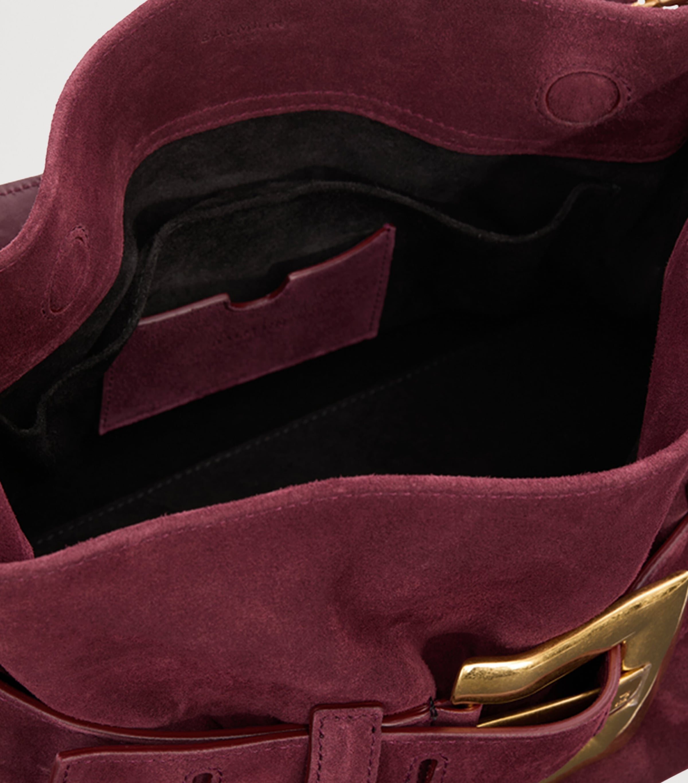 Balmain Medium Suede Anthem Shoulder Bag Lie De Vin Image 5