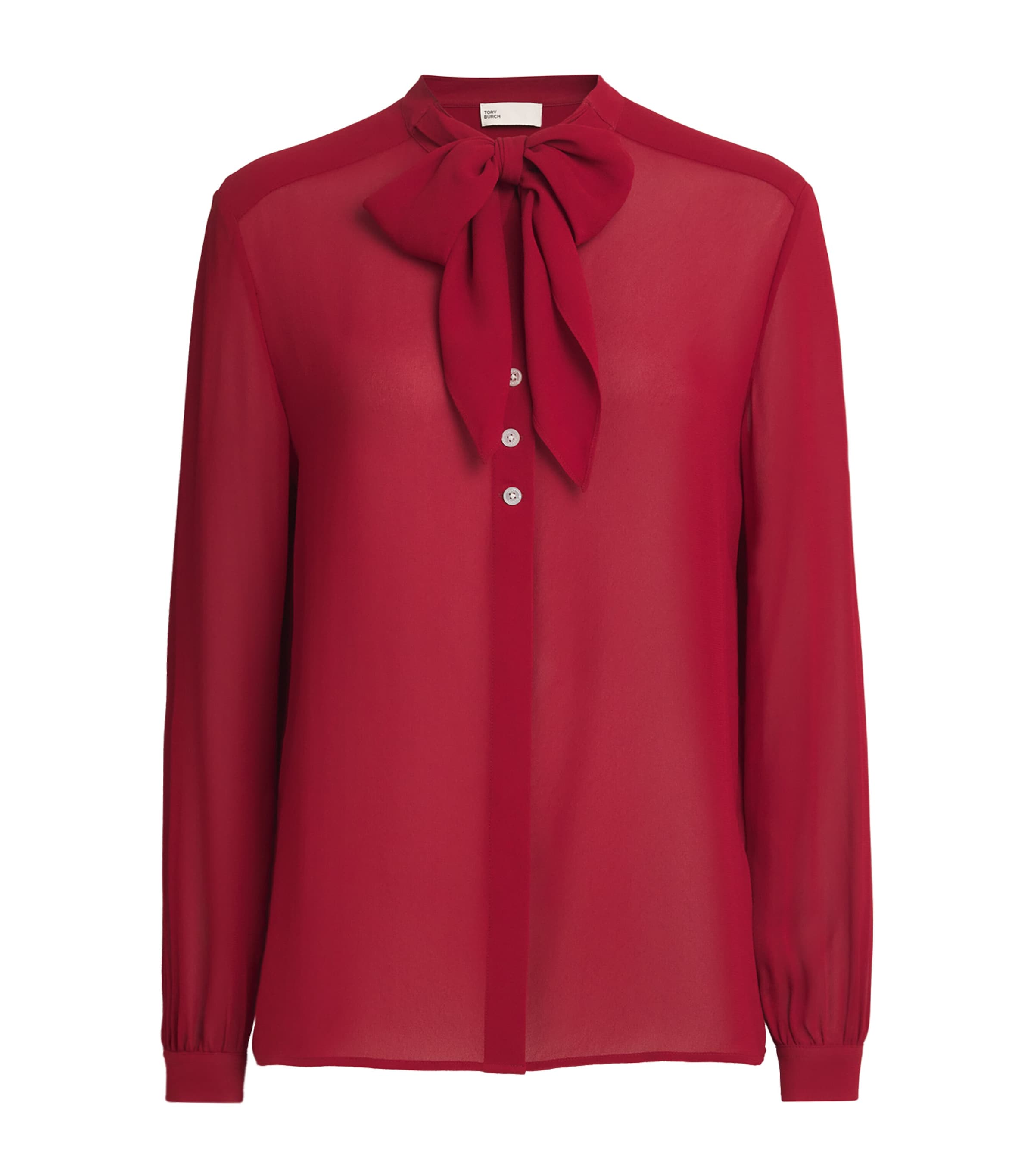 Georgette Bow Blouse RED Image 1