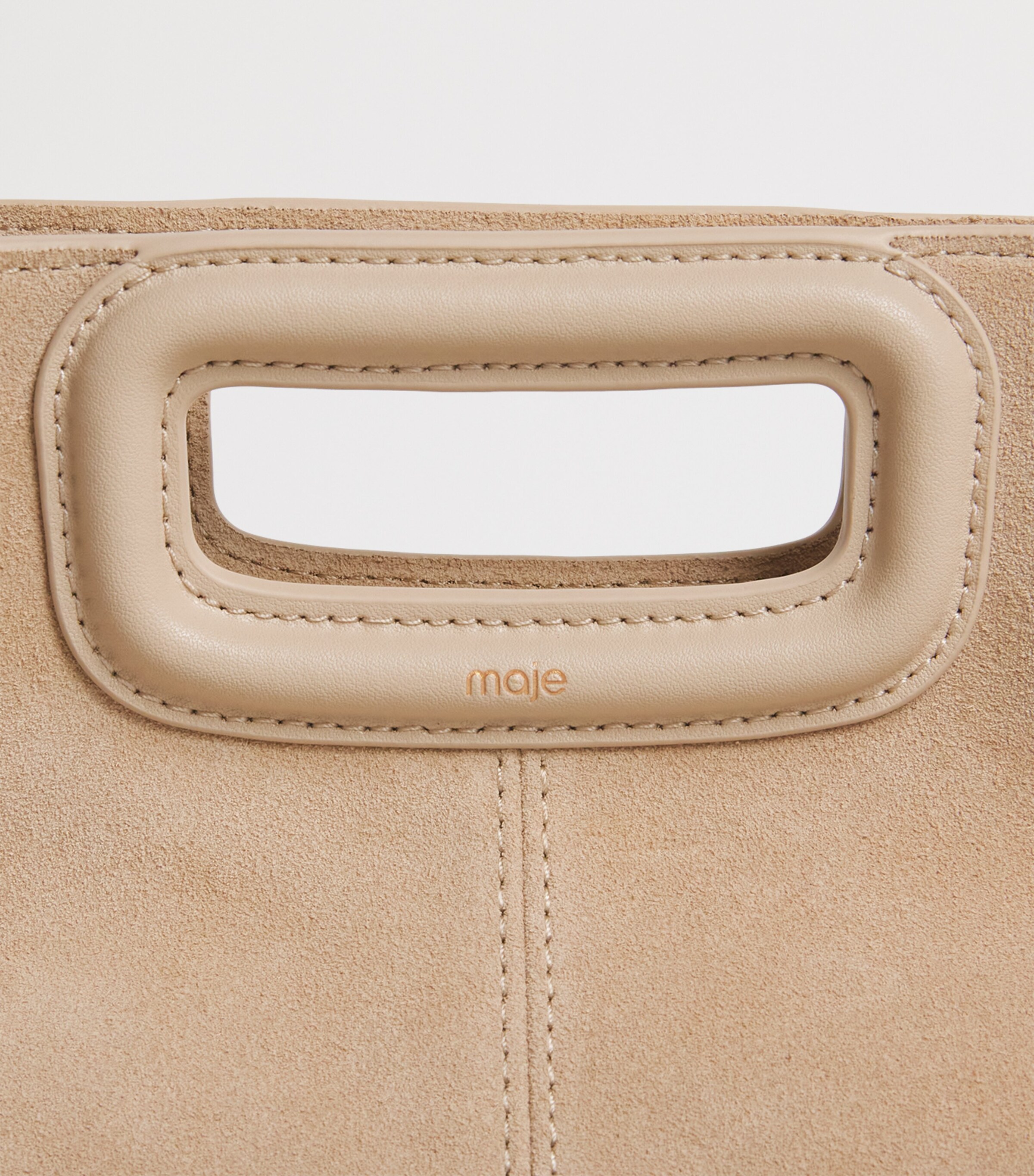 Maje Suede Fringed M Top-Handle Bag Cappucino Image 6