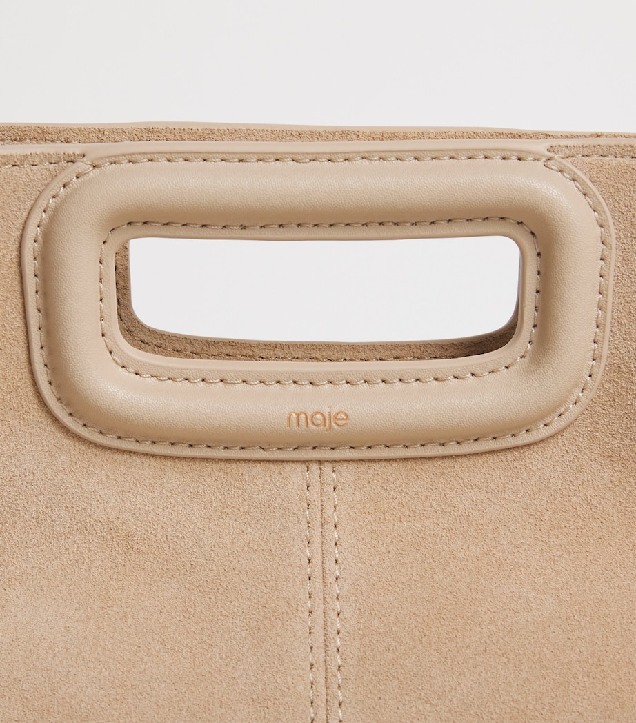 Maje Suede Fringed M Top-Handle Bag Cappucino Image 6
