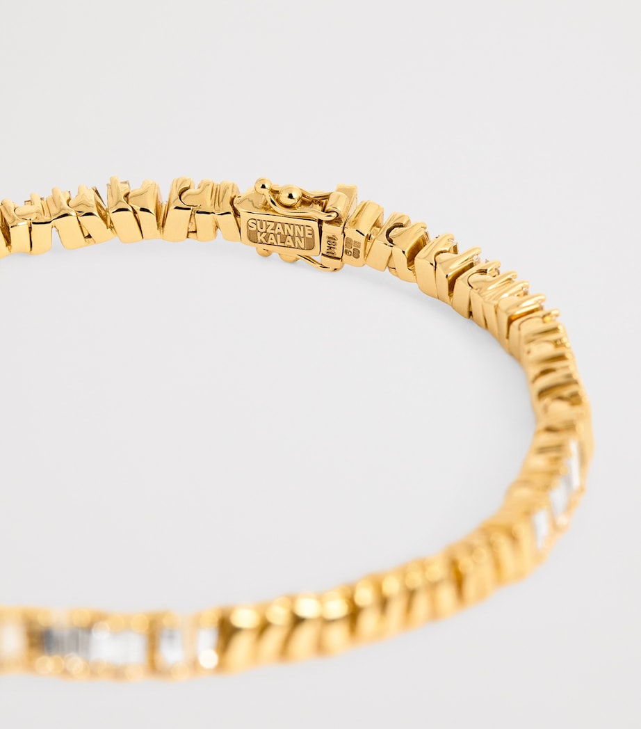Suzanne Kalan Yellow Gold and Diamond Golden Mini ID Tennis Bracelet Yg/wd Image 4