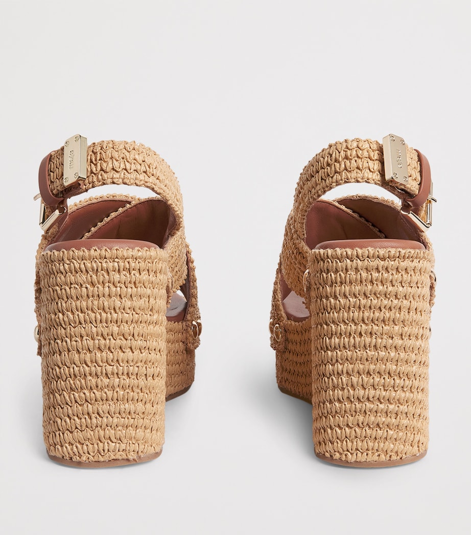 Maje Raffia-Effect Wedge Sandals 110 Beige Light Image 4