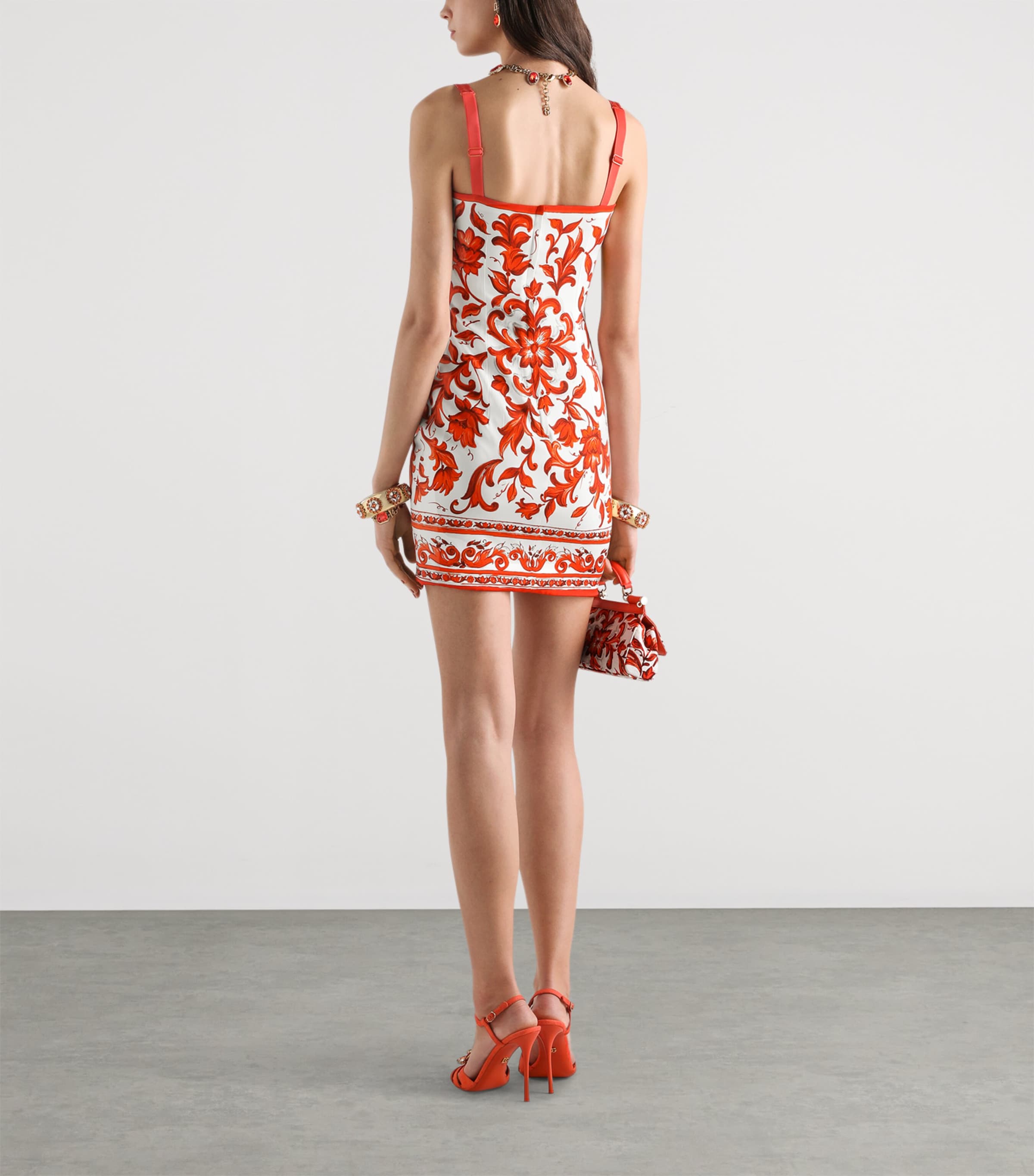Dolce&Gabbana Womens Silk-Blend Majolica Print Mini Dress Combined Colou Image 3
