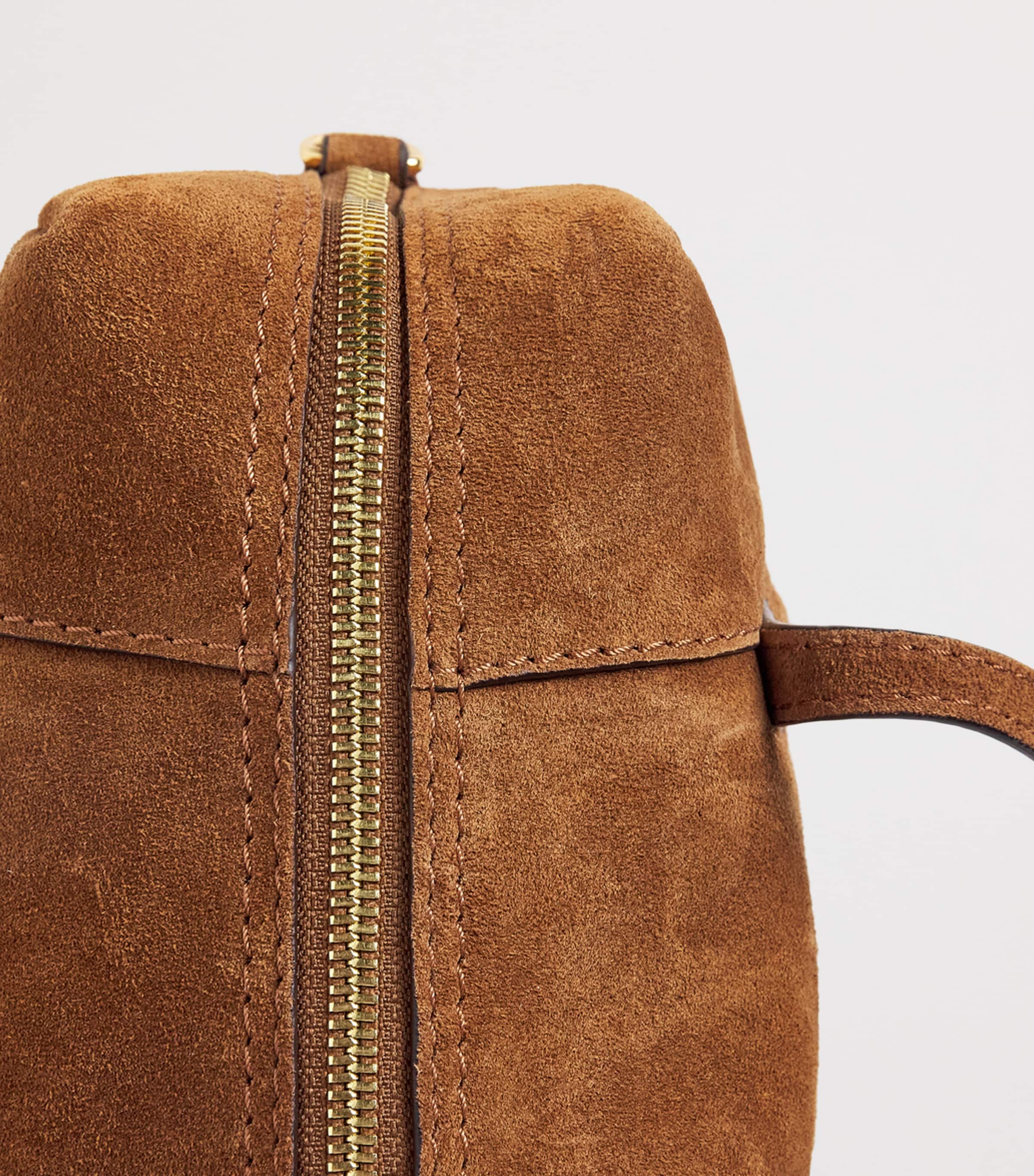 Harrods Small Suede Wren Shoulder Bag Brown Image 5