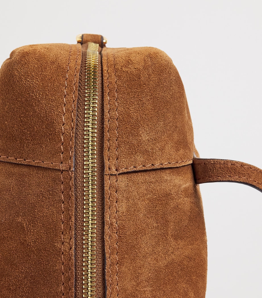 Harrods Small Suede Wren Shoulder Bag Brown Image 5
