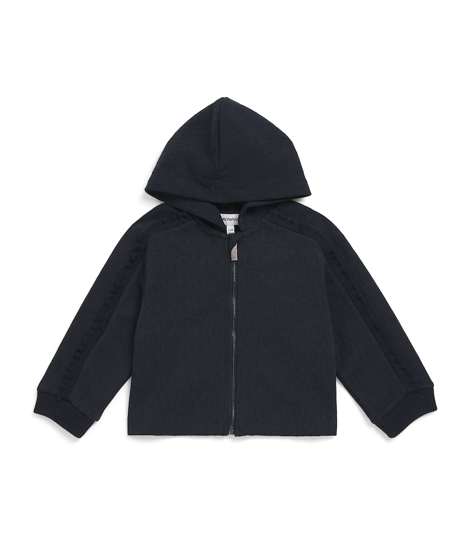 Emporio Armani Kids Logo Embossed Hoodie (6-36 Months) Iconico Blu Ea Image 1