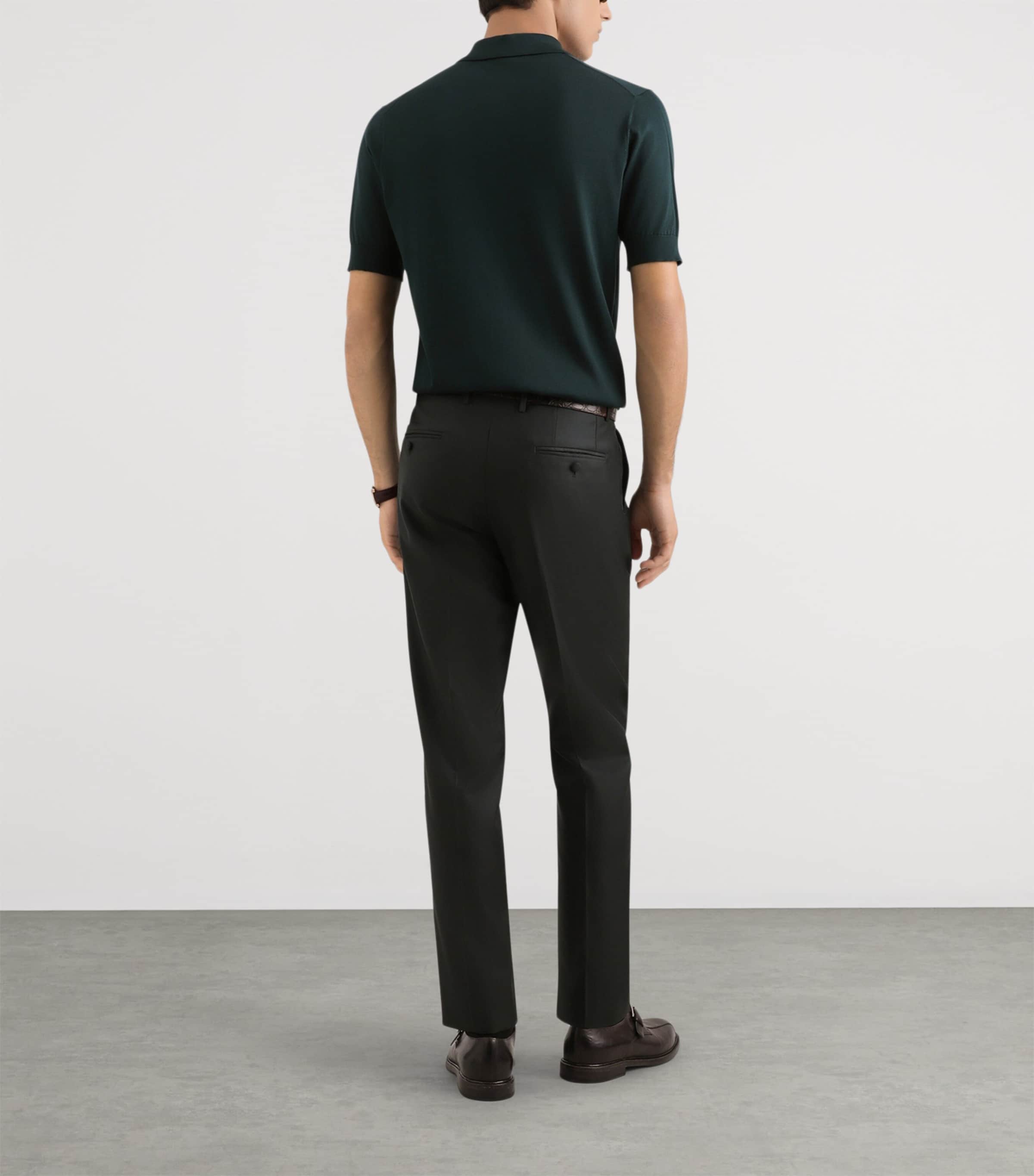 Dolce&Gabbana Mens Silk Polo Sweater Dark Gree Image 4