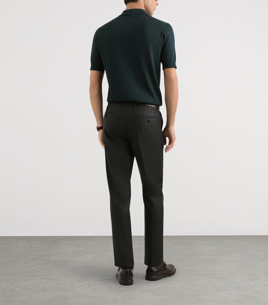 Dolce&Gabbana Mens Silk Polo Sweater Dark Gree Image 4