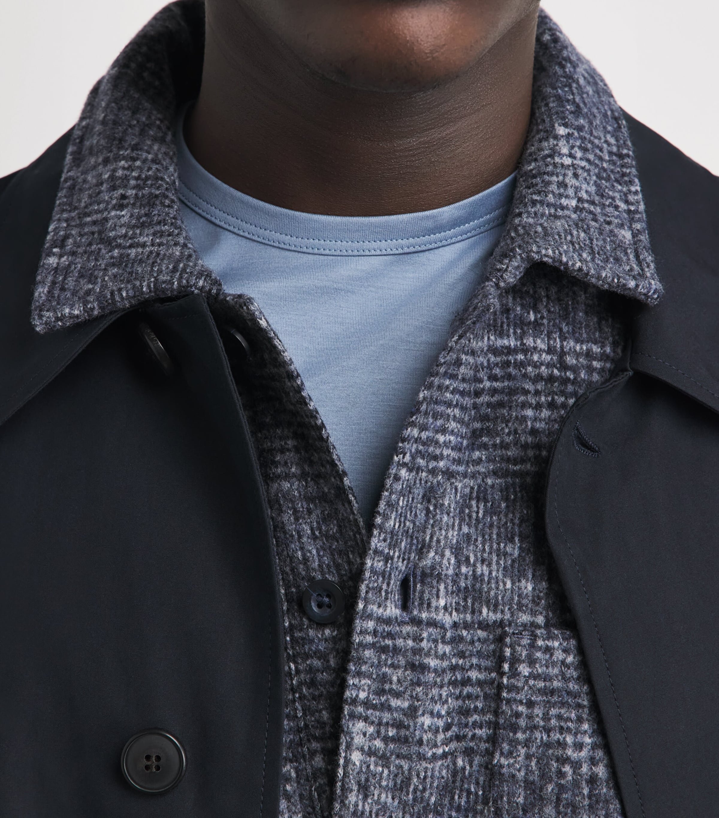 Vince Mens Donegal Check Polo Sweater Coastal Combo Image 3