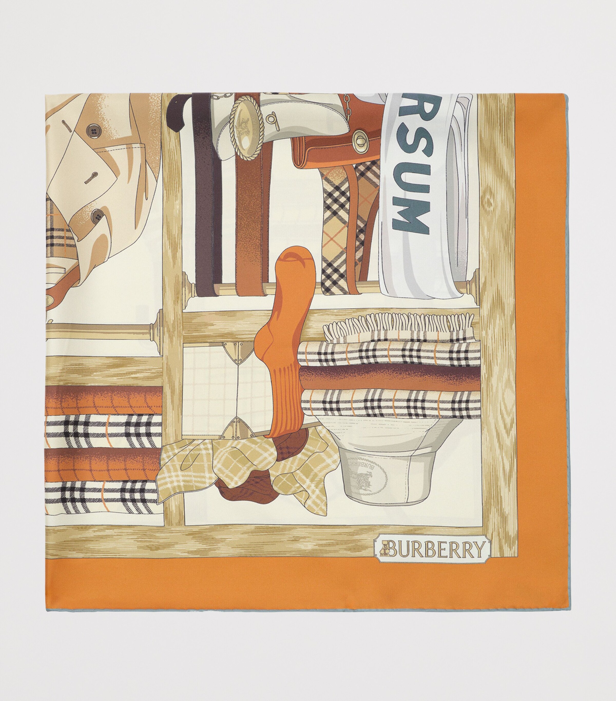 Burberry Silk Wardrobe Print Scarf Pumpkin Orange Image 2
